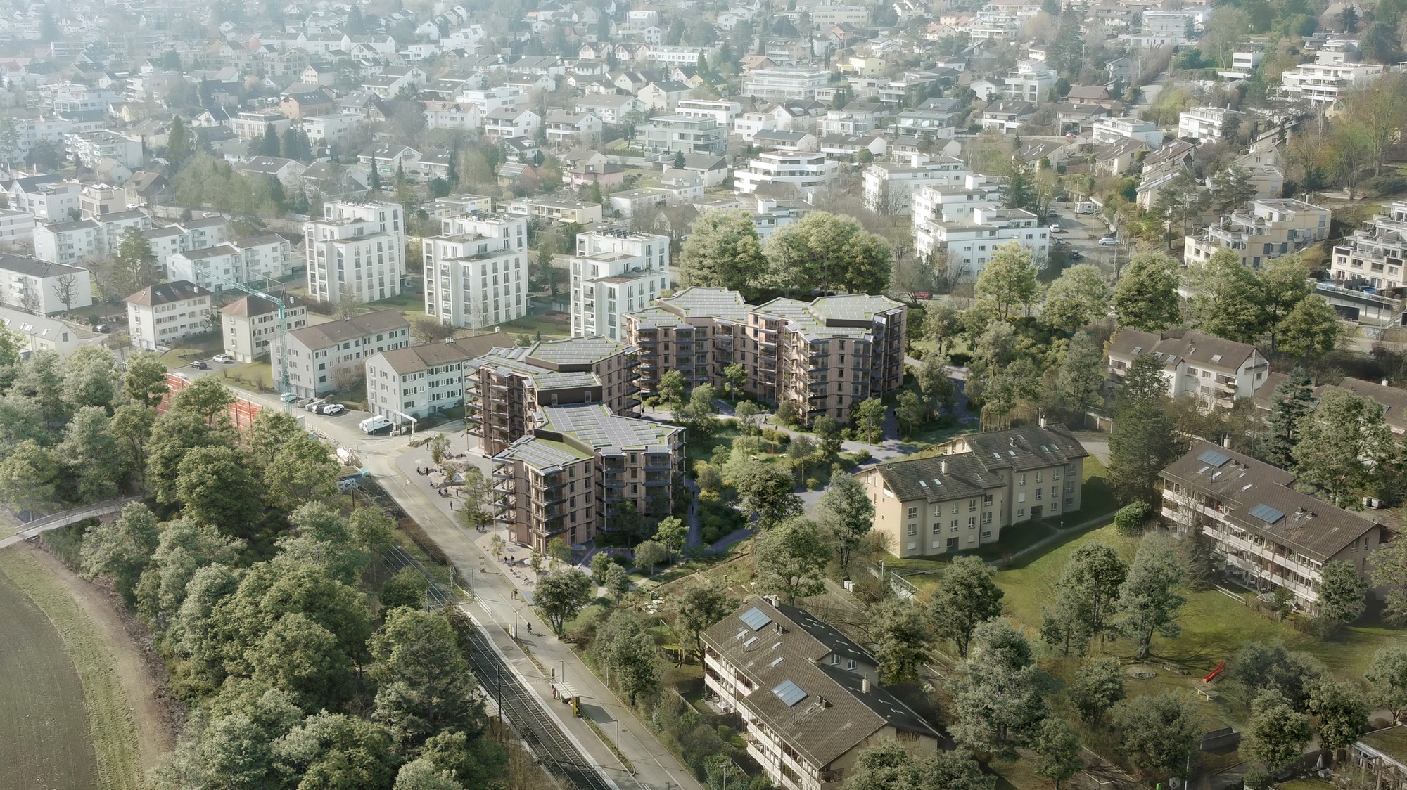 Visualisierung Siegerprojekt des Studienauftrags von Hosoya Schaefer Architects und Noa Landschaftsbau