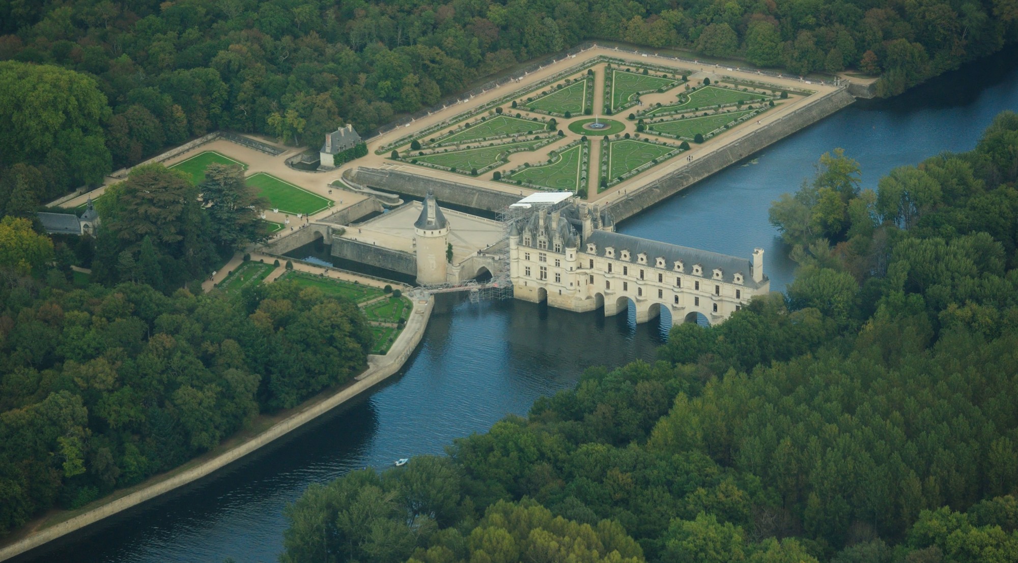 Schlossanlage Chenonceau von oben