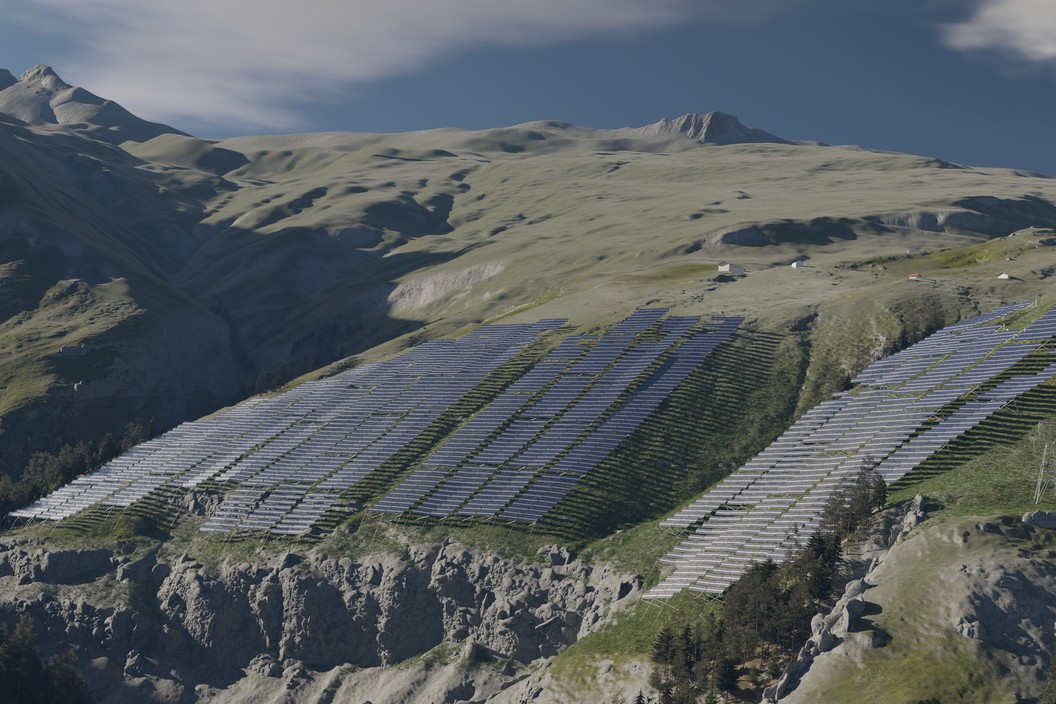 Visualisierung der alpinen Solaranlage in Sufers