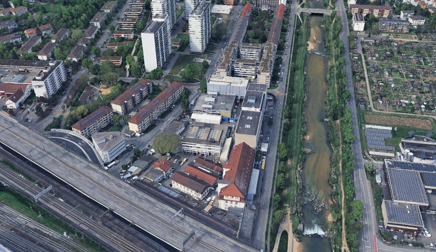 Blick auf das Haefely-Areal in Basel