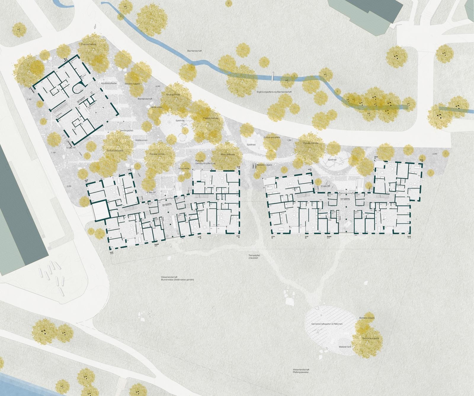 Grundriss EG Wohnsiedlung Promulins Samedan