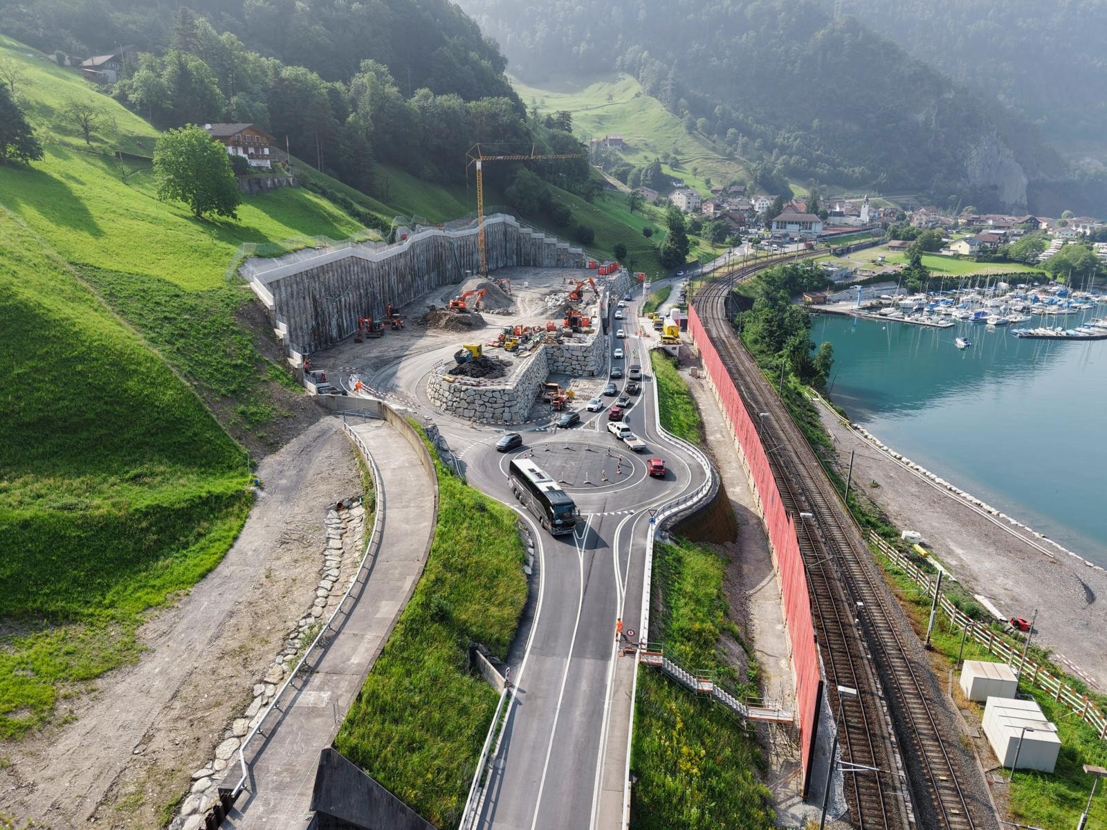 Baustelle Dorni bei Sisikon für die neue Axenstrasse