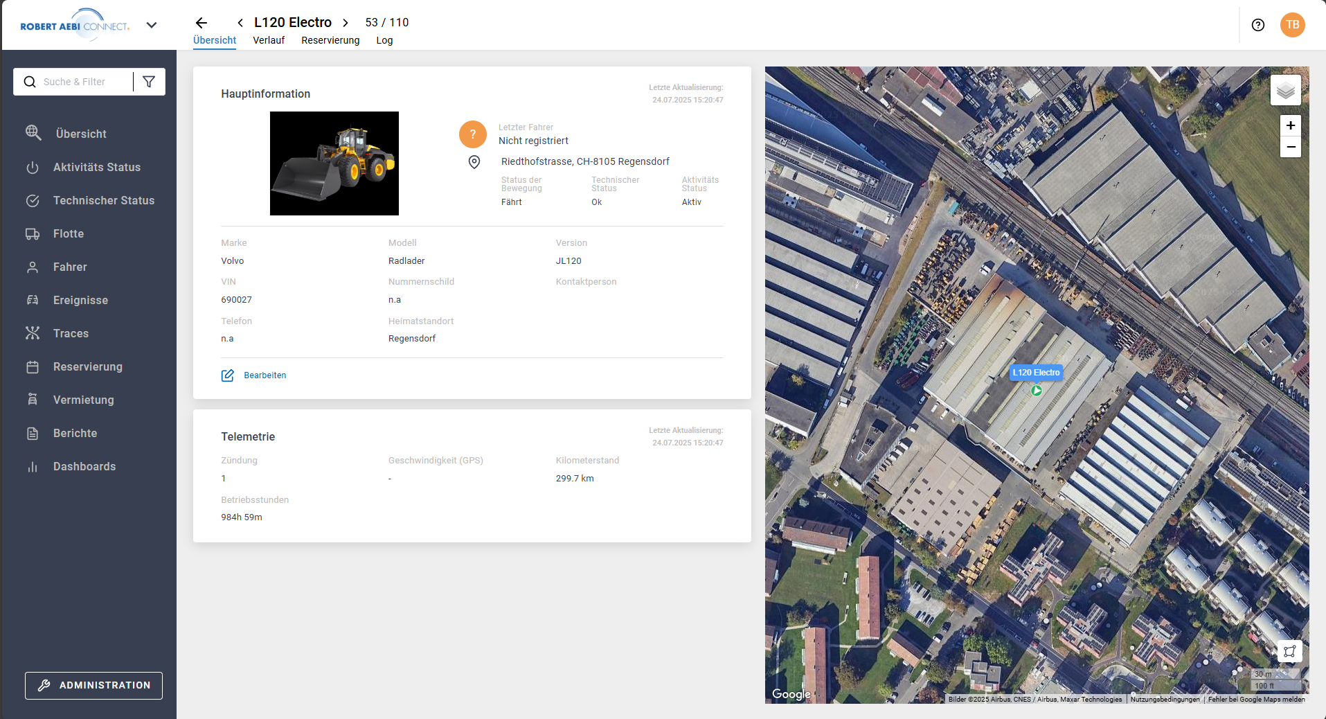Flottenmanagement-System der Robert Aebi AG aus Regensdorf.