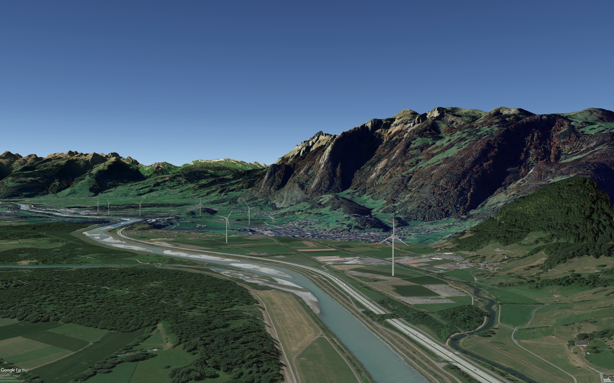 Visualisierung Windpark Rüthi-Sennwald_Google Earth©2025 Google