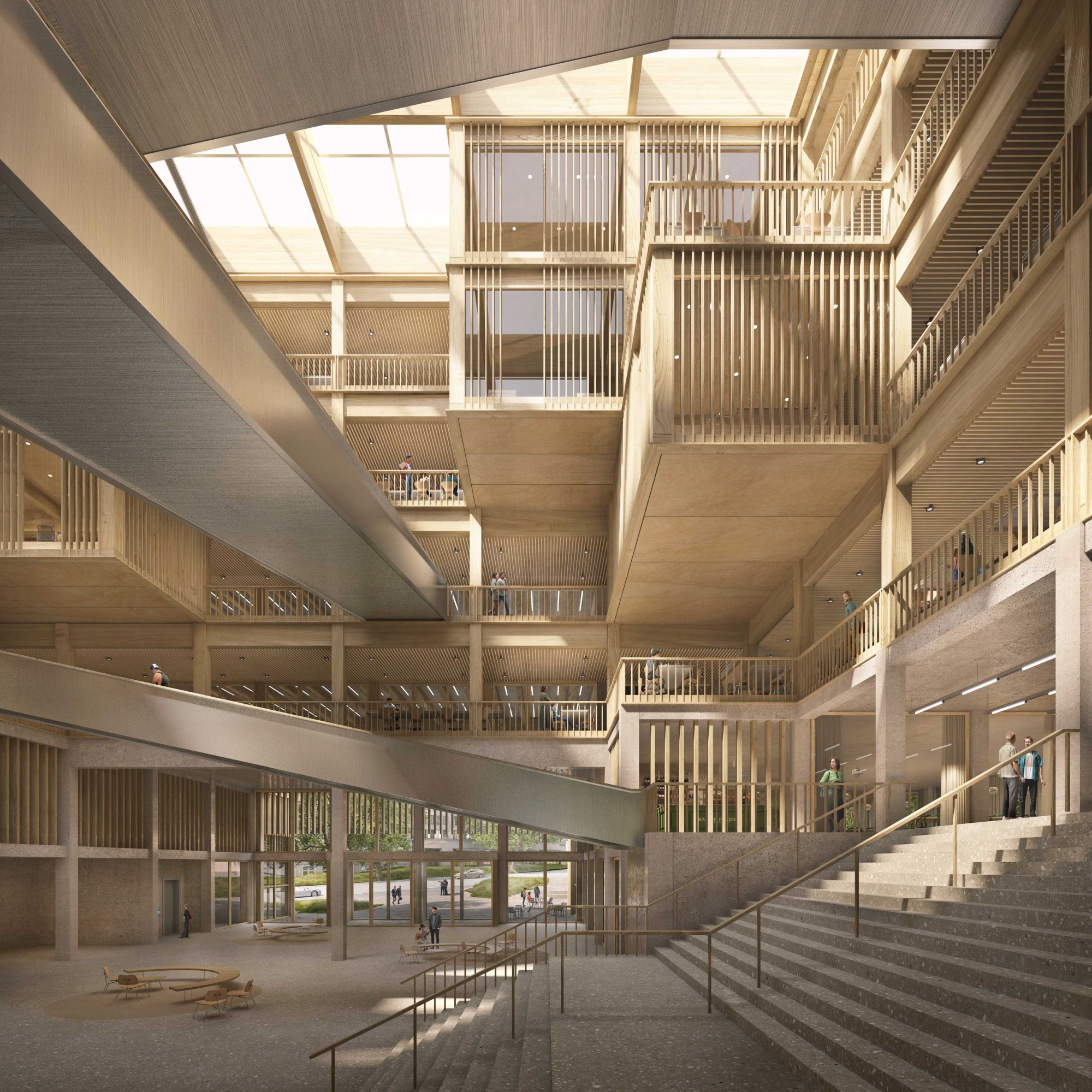 Siegerprojekt Neubau HSG Campus Platztor Zumiki Foyer