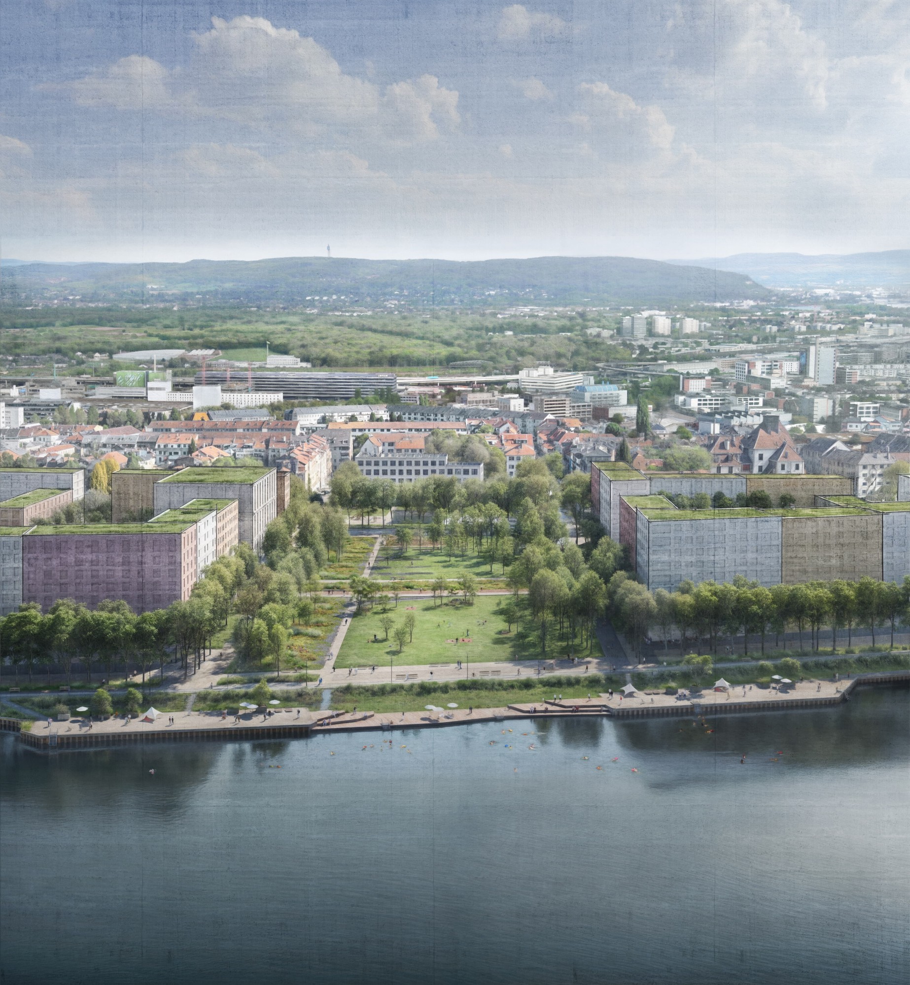 Visualisierung der Arealentwicklung Klybeck- und Westquai in Basel