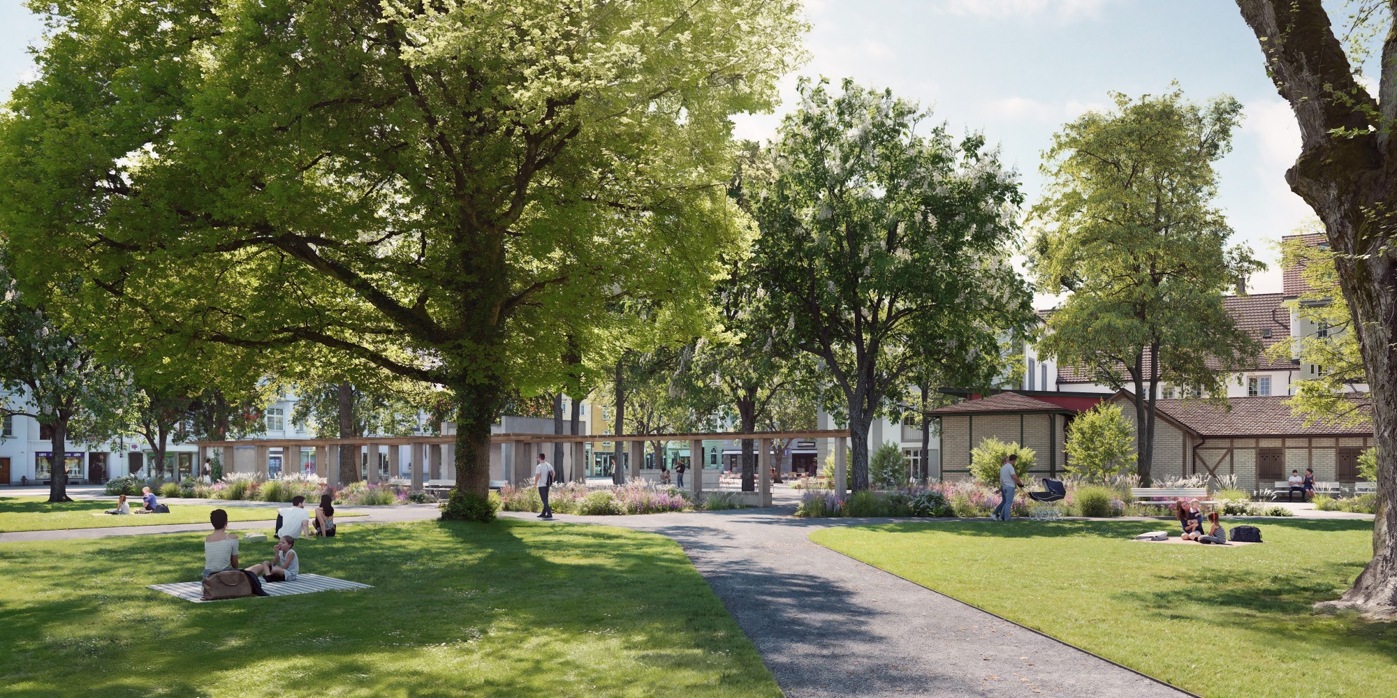 Wiese vor dem Sommertheater. (Visualisierung)