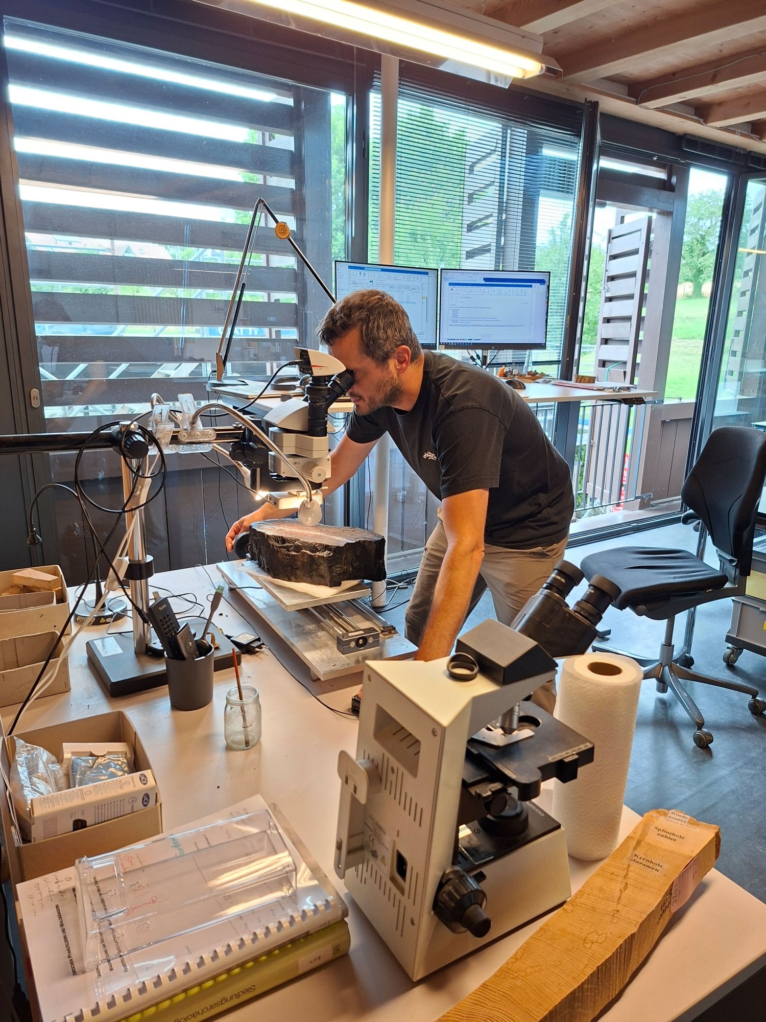 Matthias Bolliger im Dendrolabor des Archäologischen Dienstes
