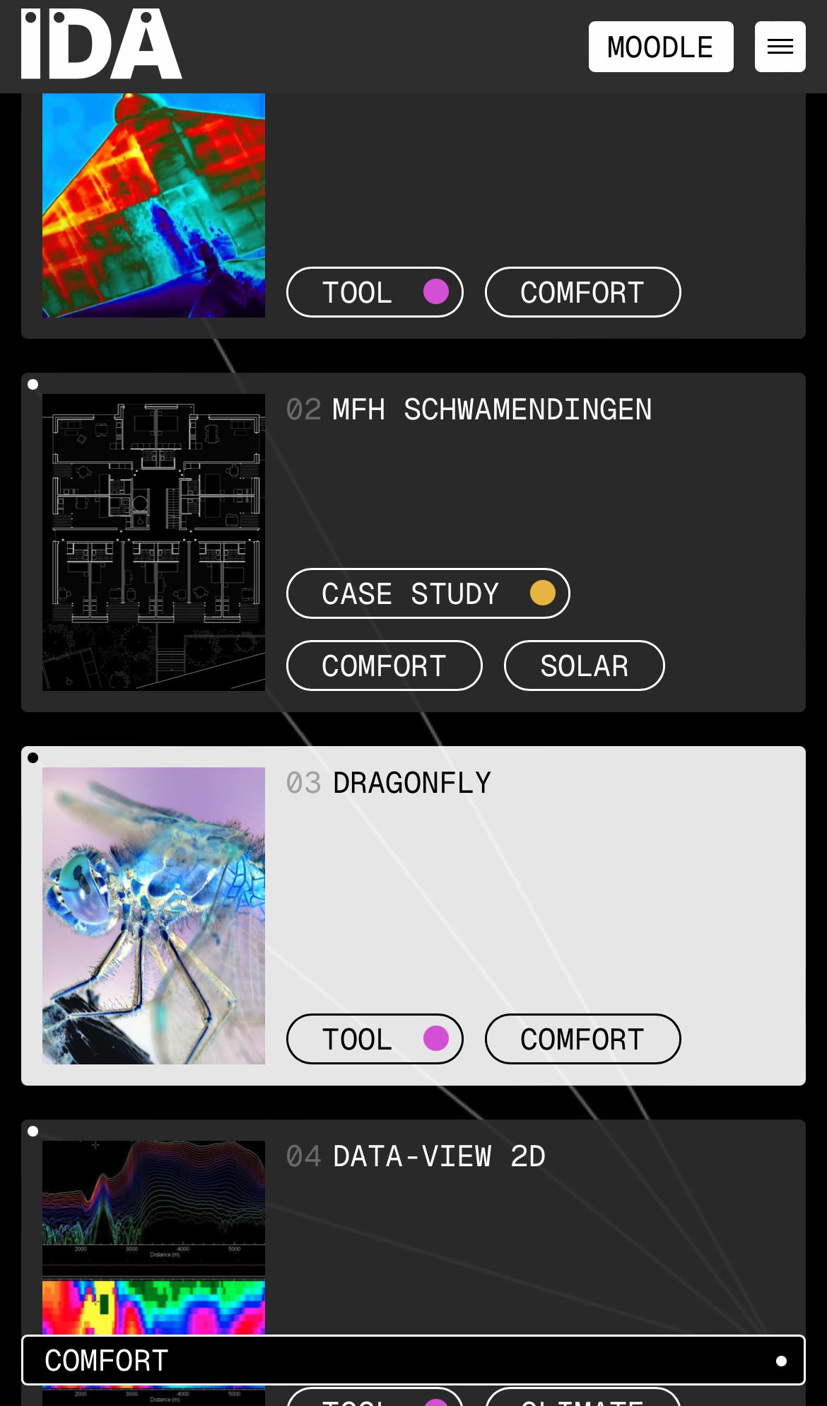 Mobile-Screenshot der IDA-Plattform
