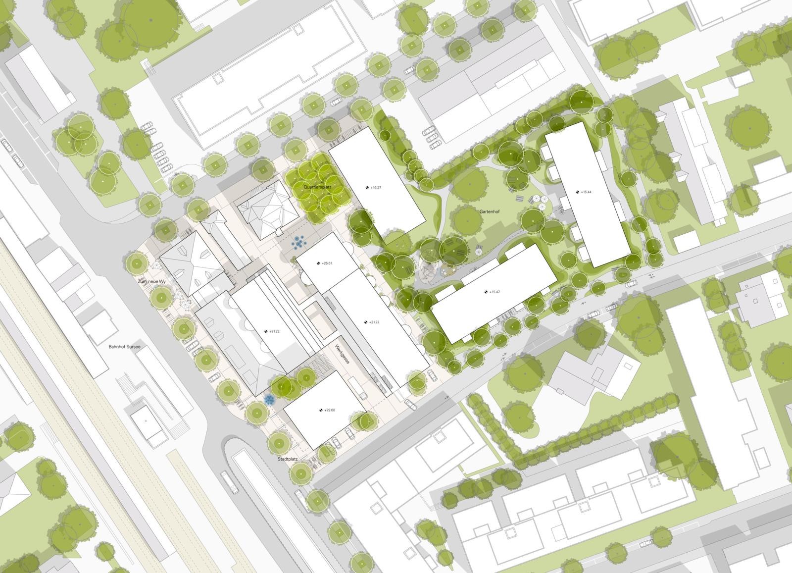 Überbauung Bahnhofstrasse Süd, Sursee Situation