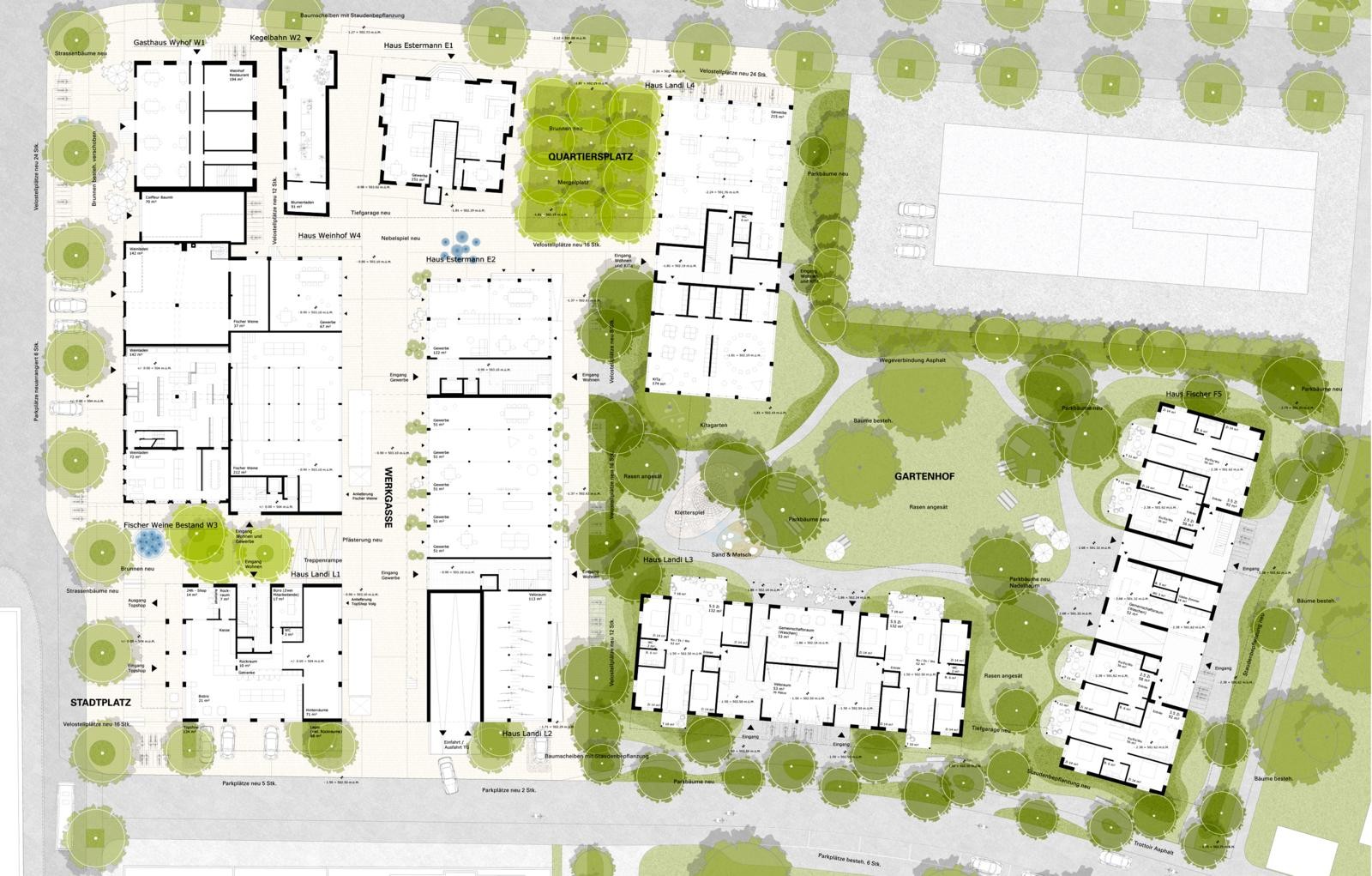 Überbauung Bahnhofstrasse Süd, Sursee Grundriss EG