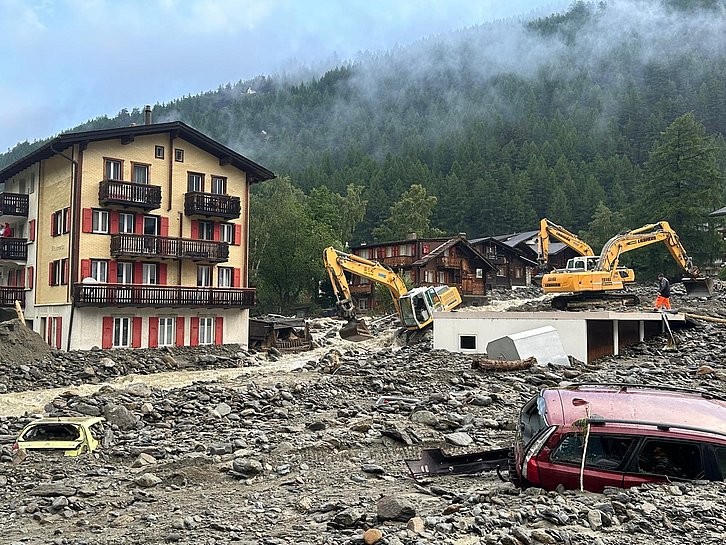 Geröllablagerungen in Saas Grund