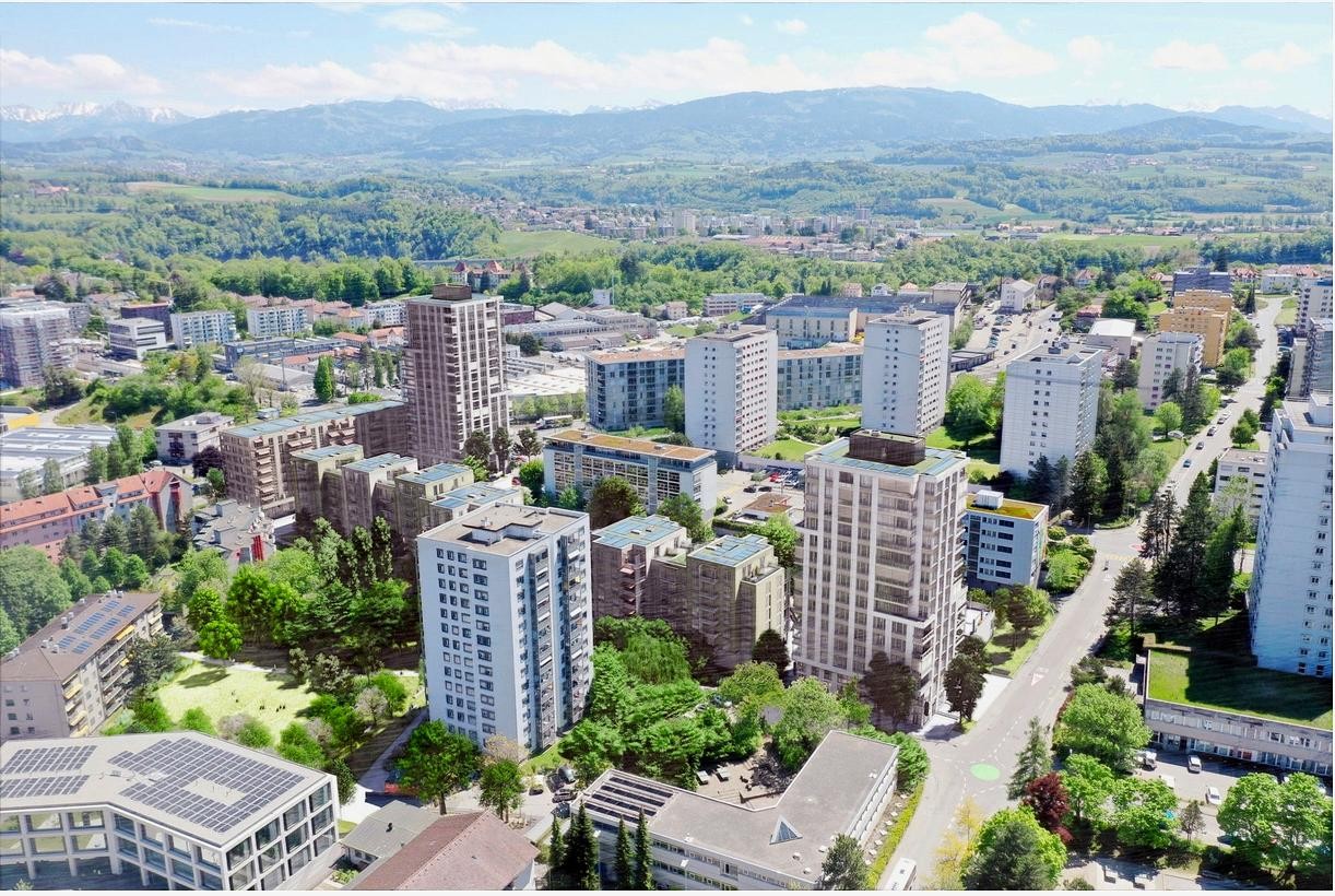 Visualisierung des Wohnquartiers «BeauVi» in Freiburg