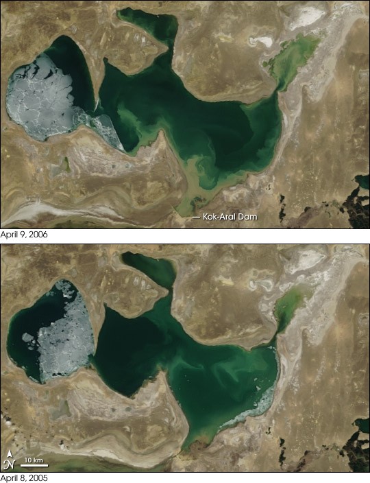 Nördlicher Aralsee (Aufnahme aus dem Orbit)