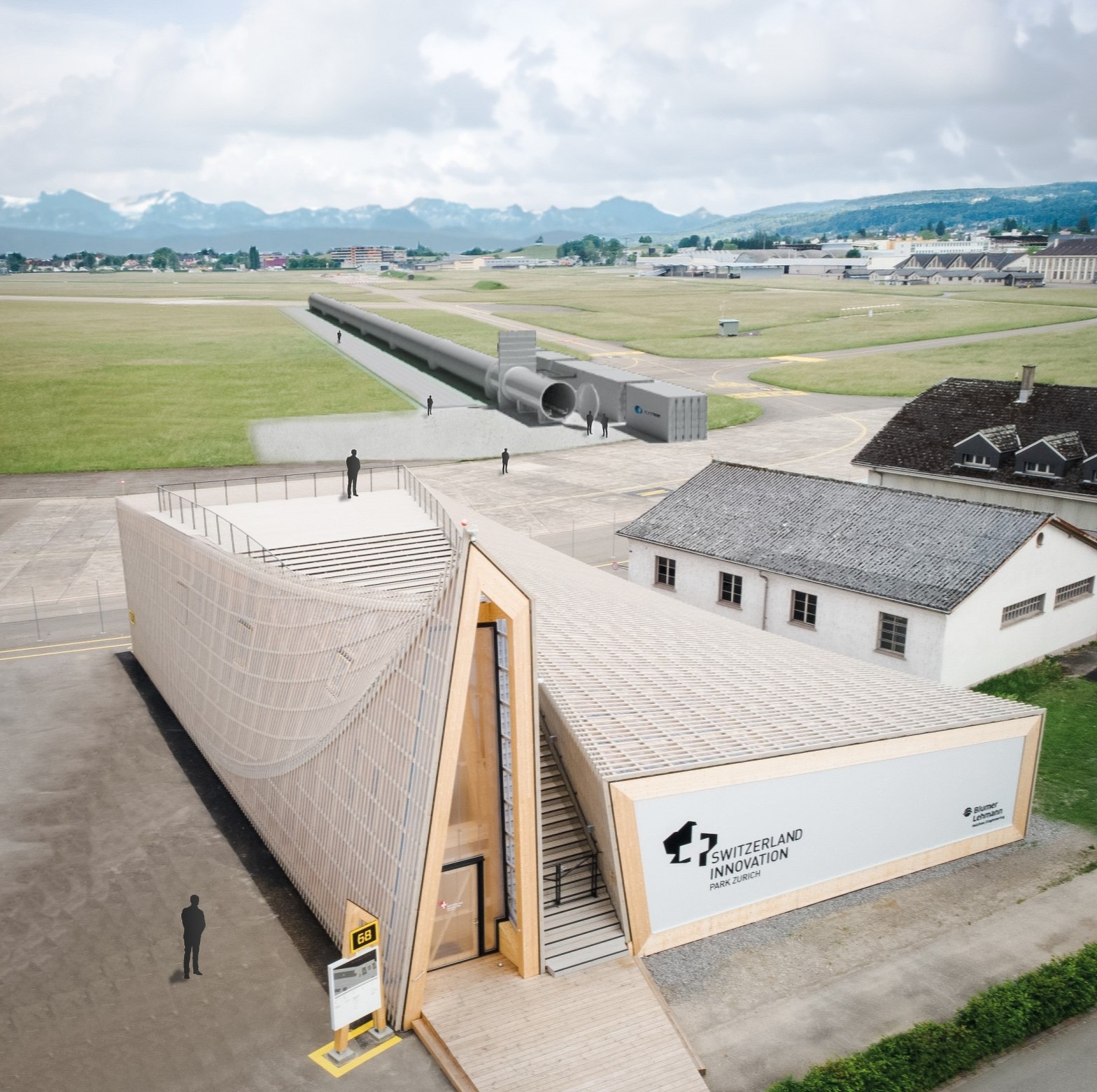 Visualisierung des DemoTube-Testgeländes in Dübendorf