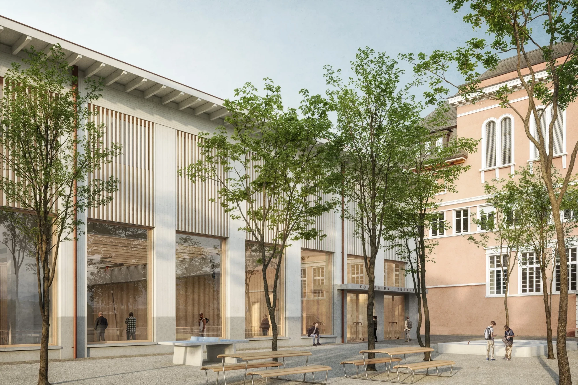 Visualisierung der neuen Dreifachturnhalle in Stans