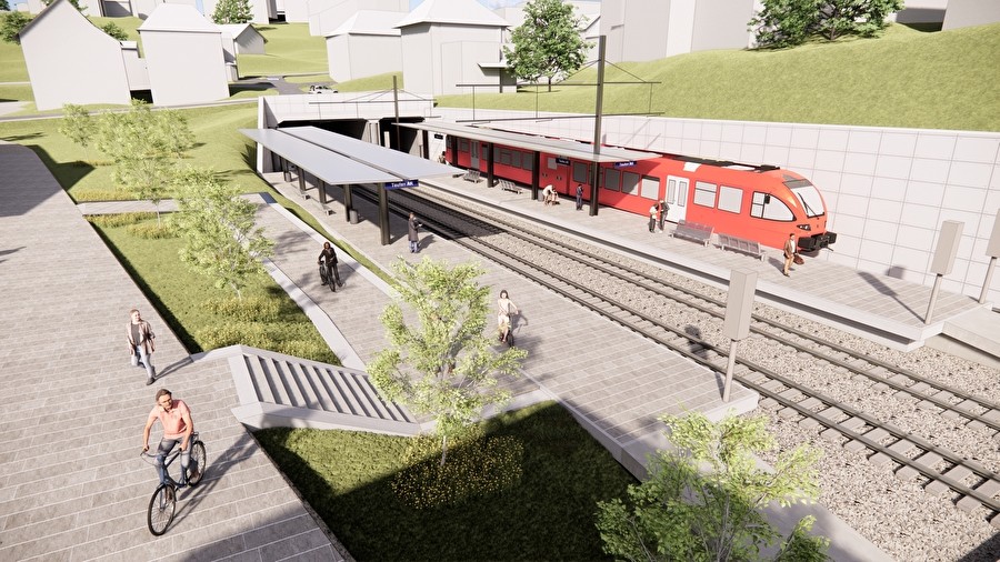 Visualisierung vom Bahntunnel zwischen Teufen und Stofel