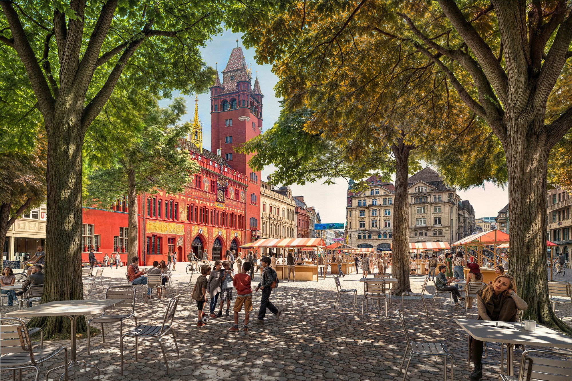 Marktplatz in Basel ohne Trams (Visualisierung)