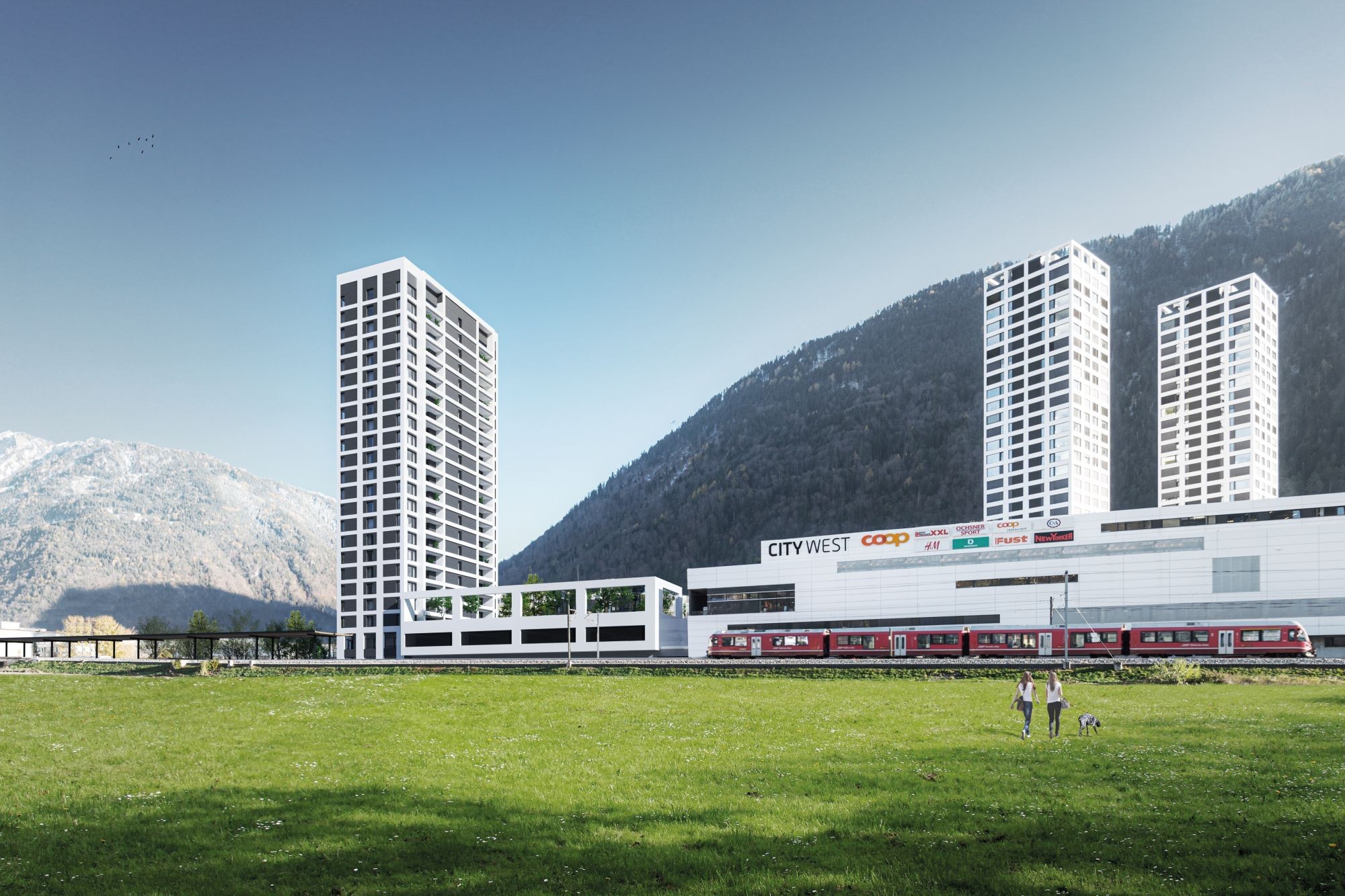 Visualisierung vom dritten City-West-Turm in Chur