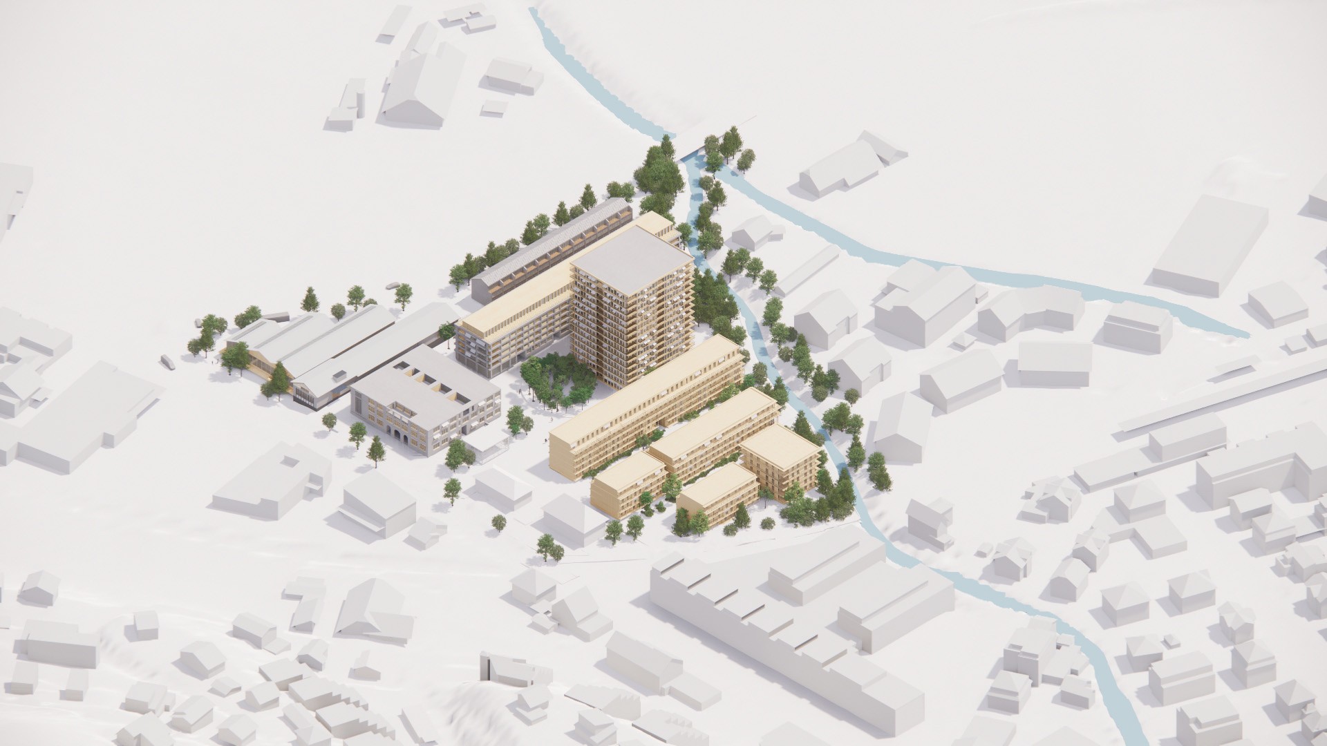 Visualisierung der Überbauung auf Wellisareal in Willisau