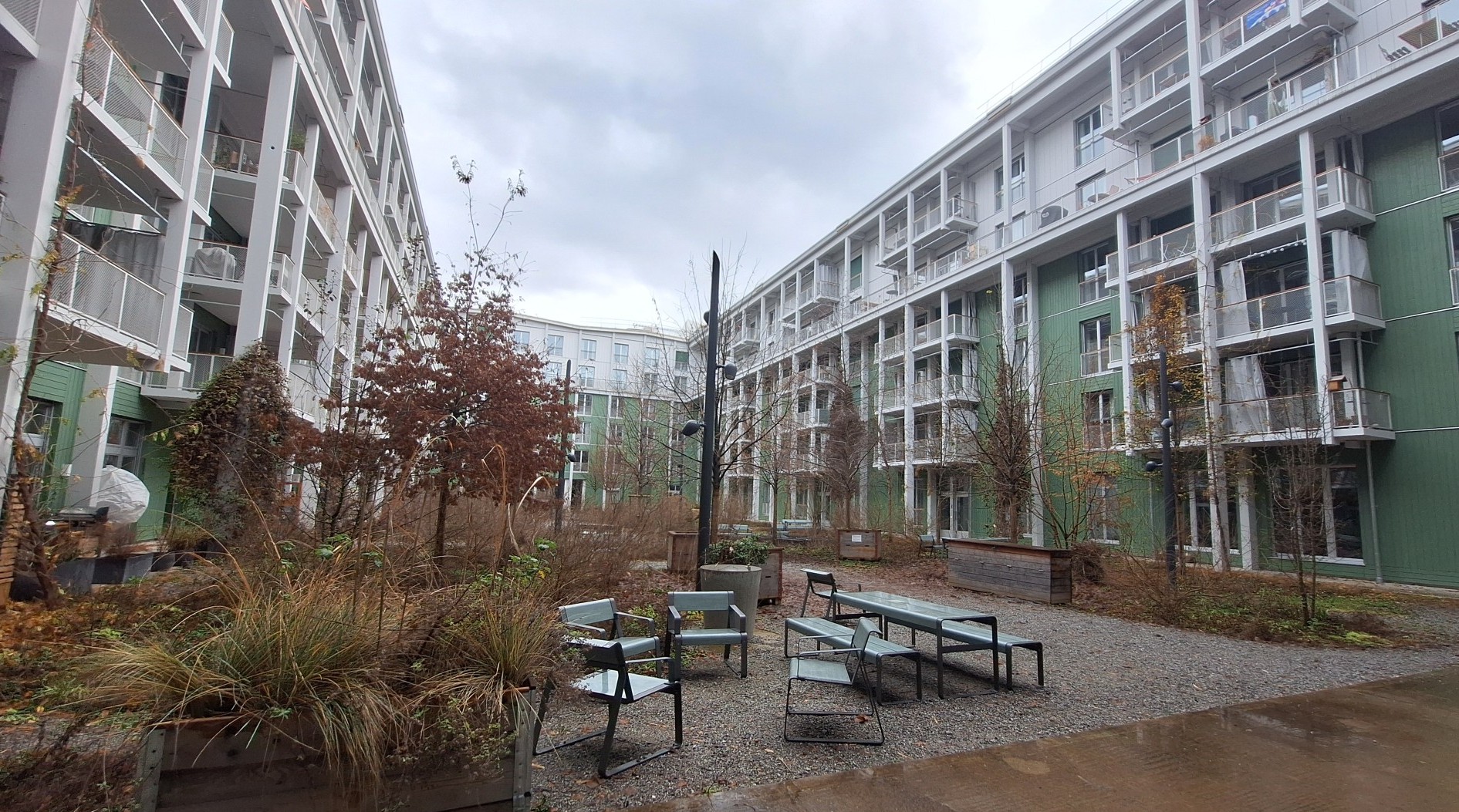 Das neue Stadtquartier Lokstadt in Winterthur: Innenhof des Hauses Krokodil.