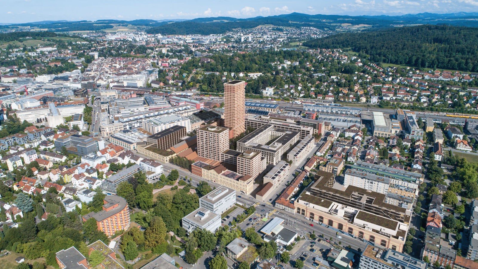 Visualisierung des neuen Winterthurer Stadtquartiers Lokstadt