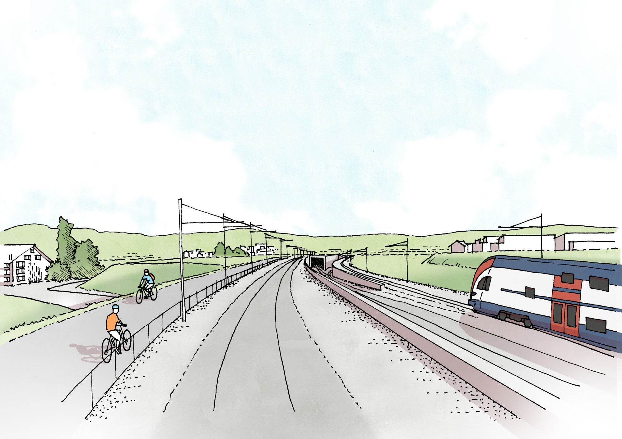 Visualisierung des Tunnelportals Dietlikon des Brüttenertunnels