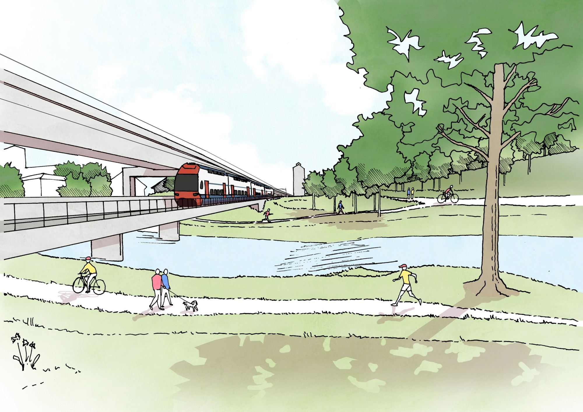 Visualisierung der Bahnbrücke Neumühle für Projekt Mehrspur Zürich-Winterthur