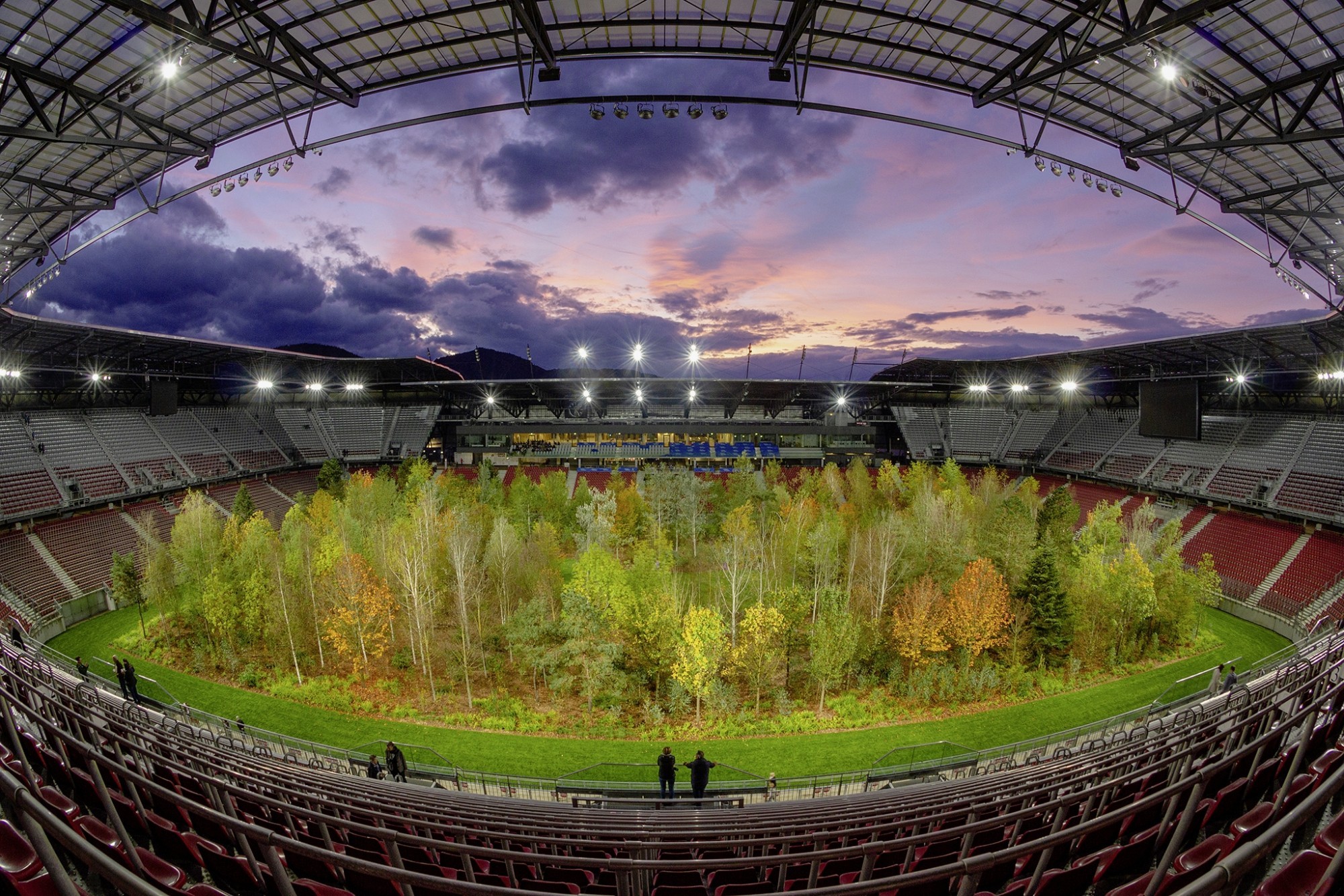 Klaus Littmanns Wald-Installation im Wörthersee-Stadion in Klagenfurt