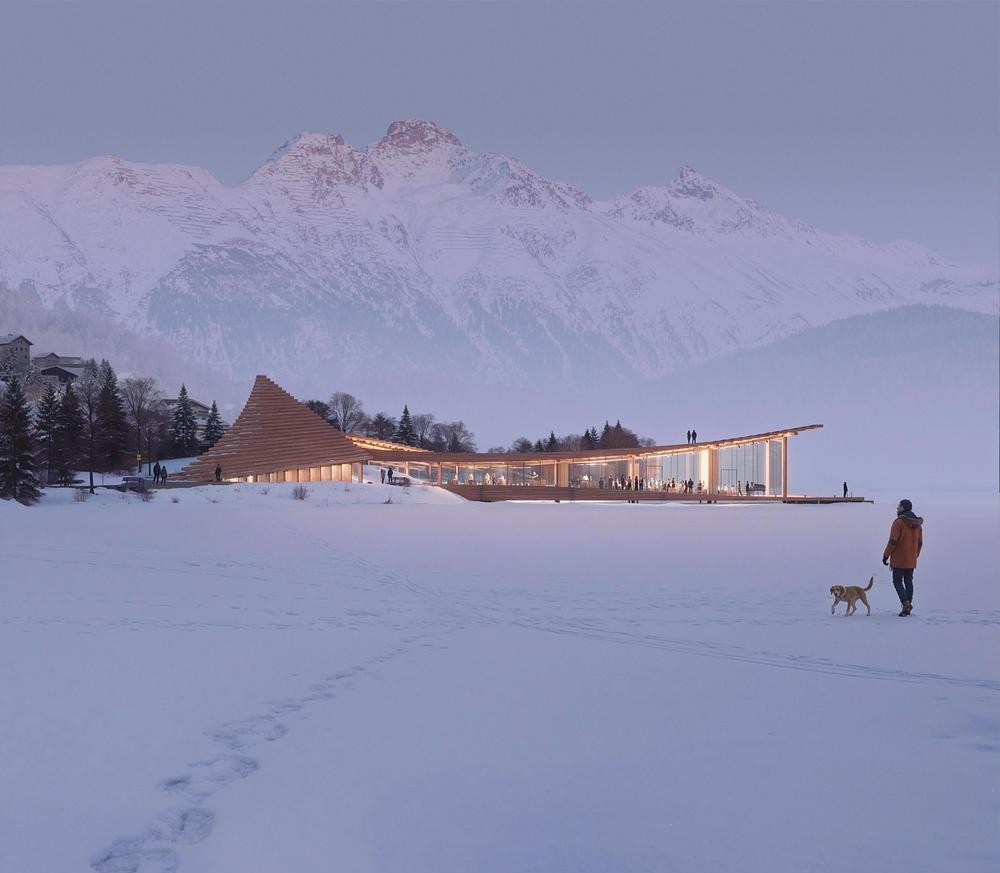 Holz-Ensemble am Ufer des St. Moritzersees