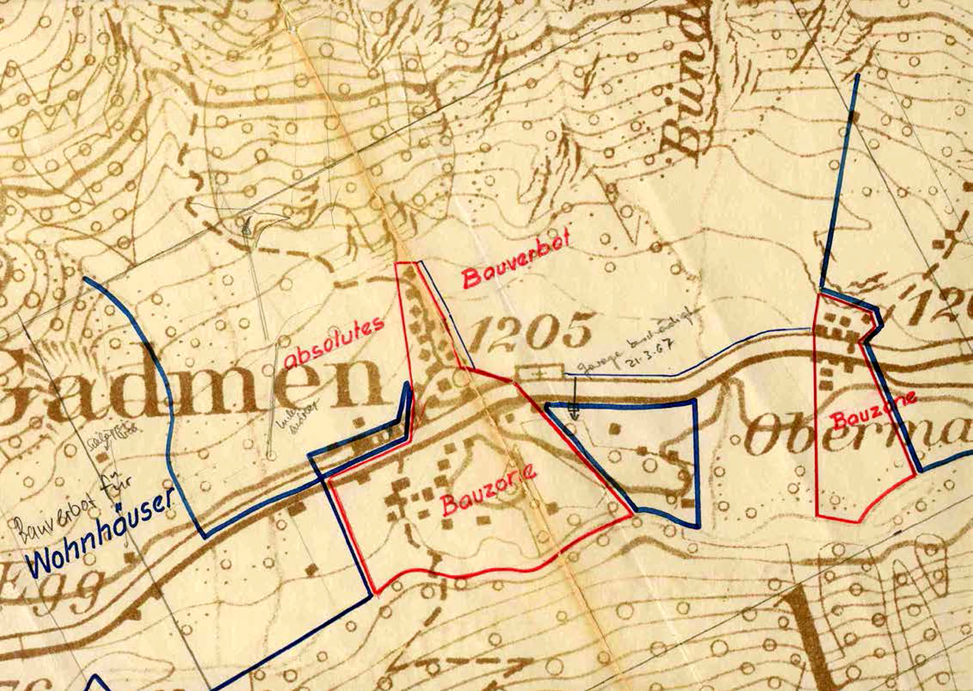 Erste Lawinengefahrenkarte der Schweiz für Gadmen 8BE)