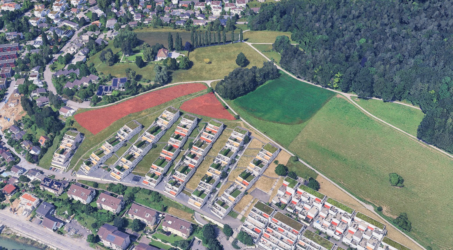 Perimeter der Photovoltaikanlage auf Brühlberg in Winterthur
