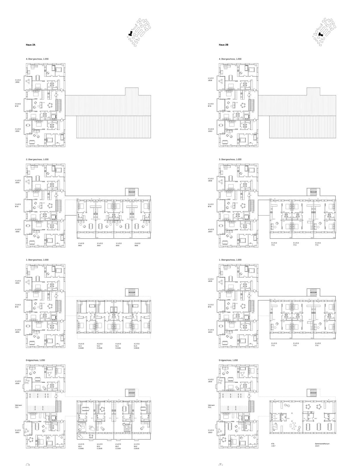 Grundrisse Winkelbau Ober Emmenweid Emmen LU
