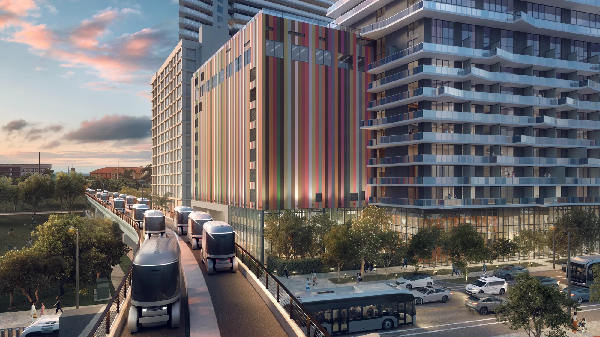 Kabinen auf der Fahrbahn (Visualisierung)