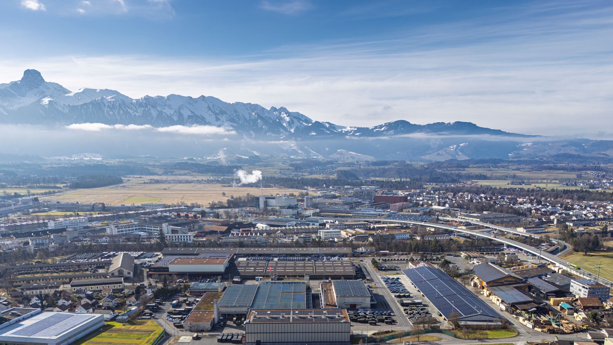 Luftbild des Entwicklungsschwerpunkts Thun Nord