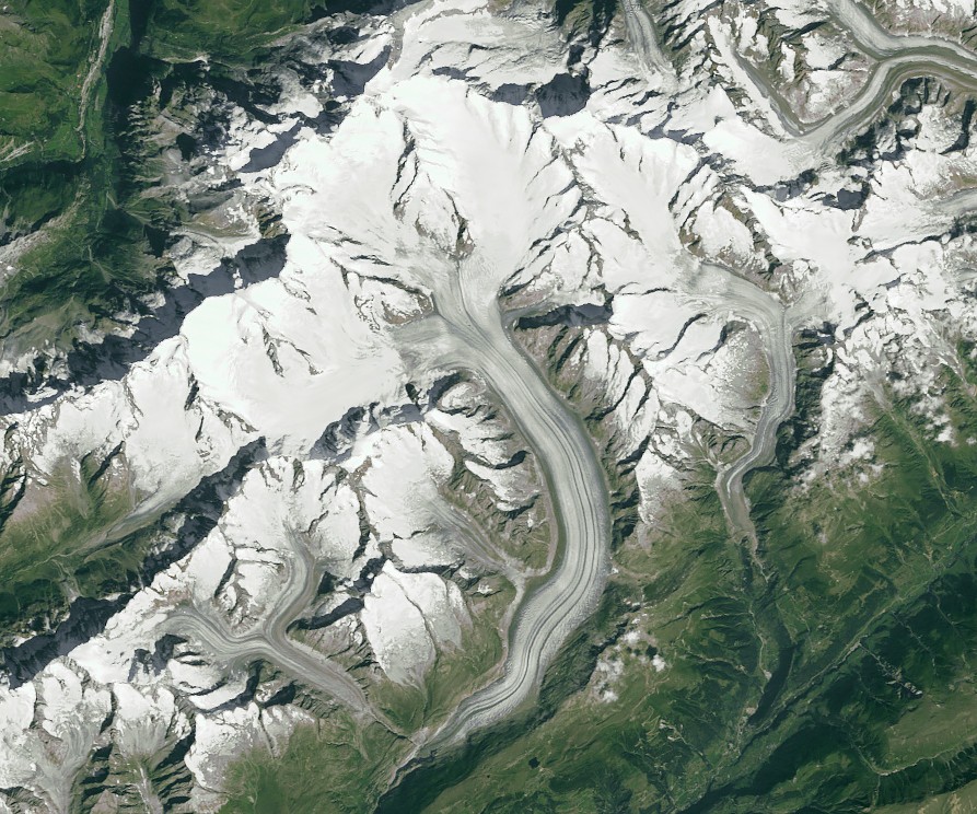 Aletschgletscher aus dem Orbit, am 2. September 1984