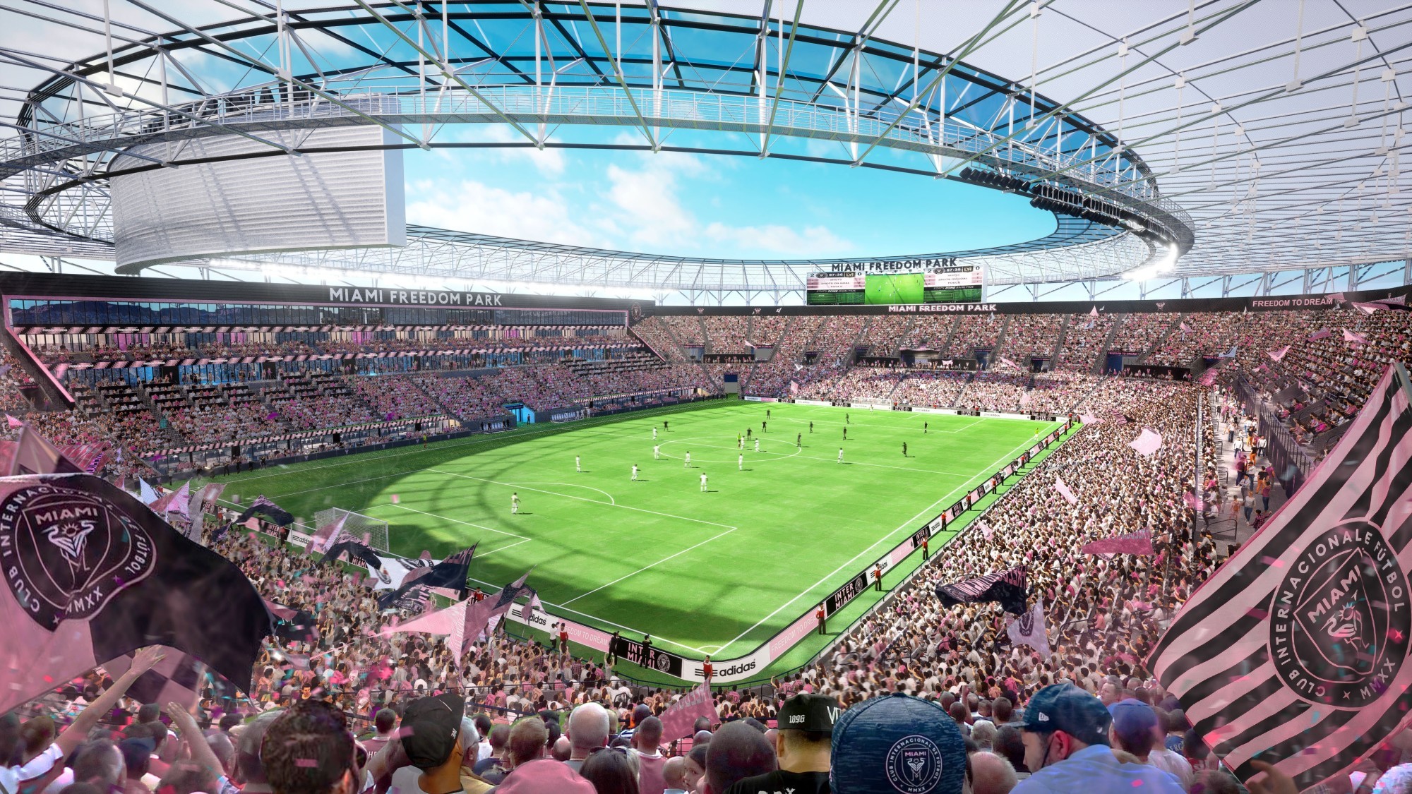 Das Innere des neuen Fussballstadions von Miami, des Miami Freedom Parks.