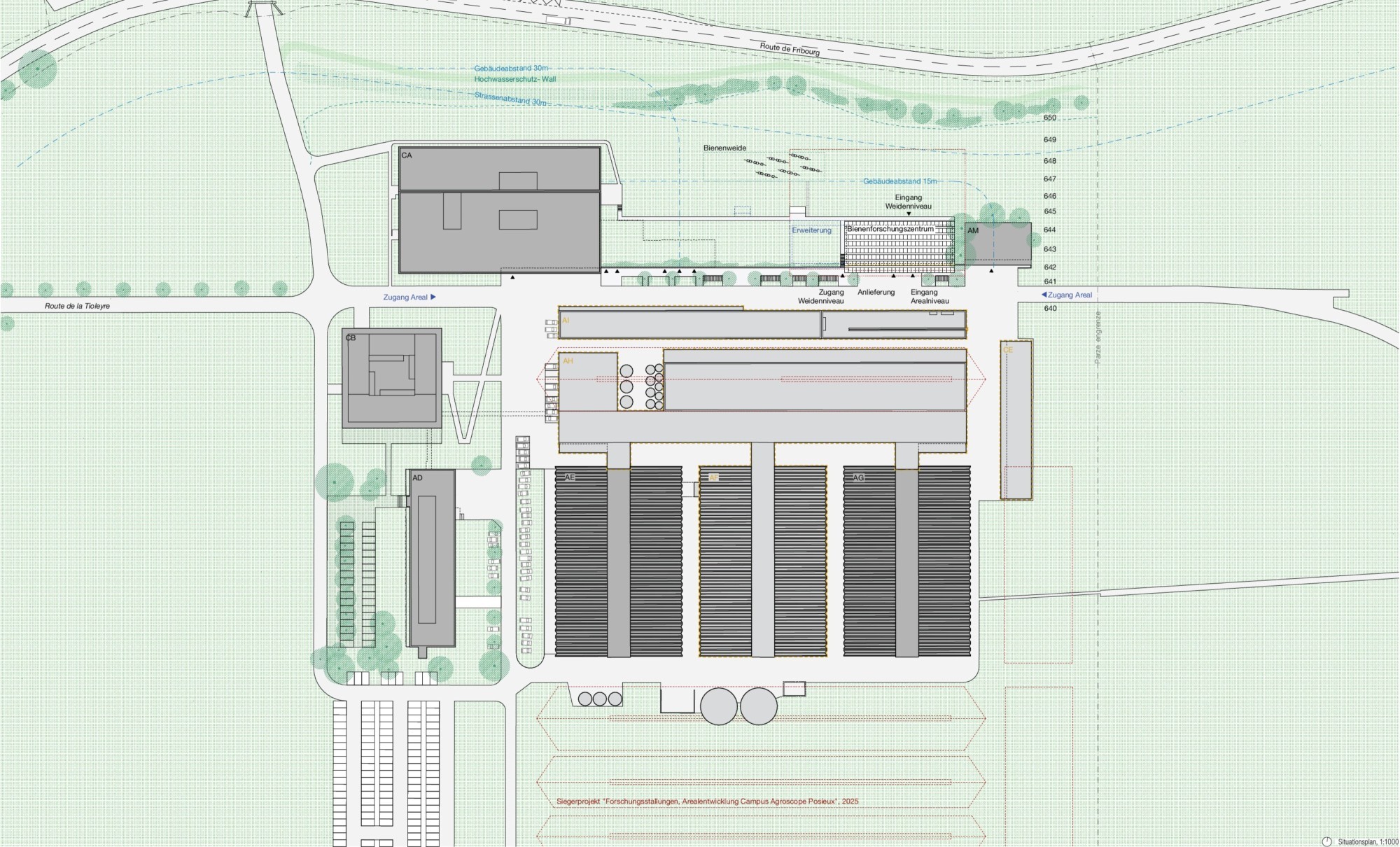 Situationsplan Bienenforschungszentrum in Posieux
