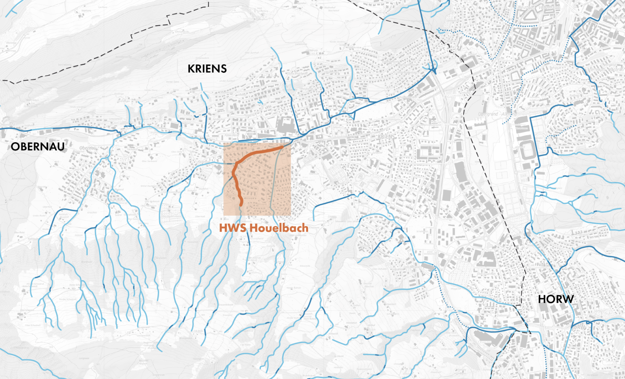 Grafik zum Hochwasserschutz des Houelbachs in Kriens