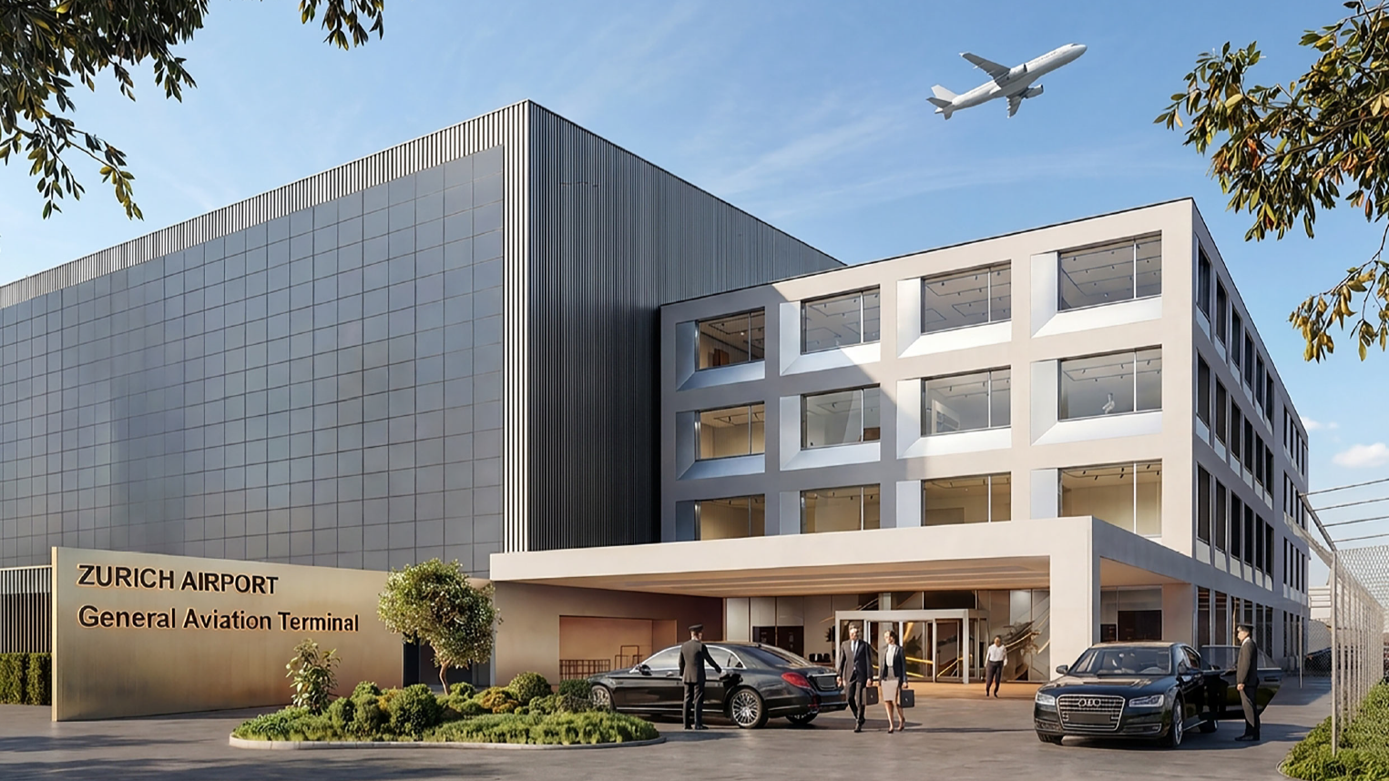 Visualisierung zum General Aviation Terminal am Flughafen Zürich