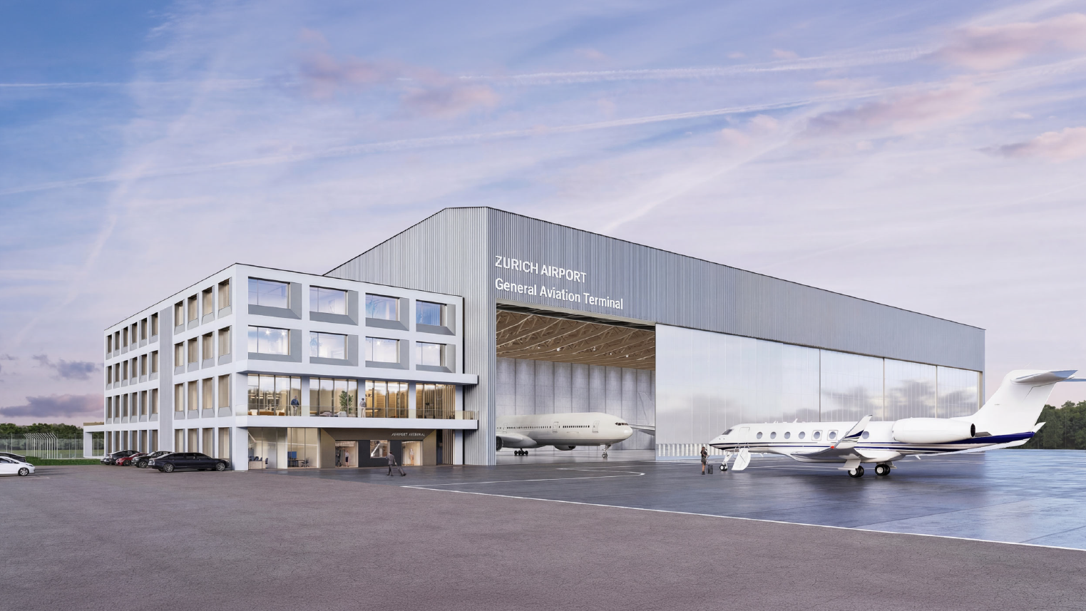 Visualisierung zum General Aviation Terminal am Flughafen Zürich