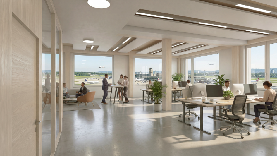 Visualisierung zum General Aviation Terminal am Flughafen Zürich