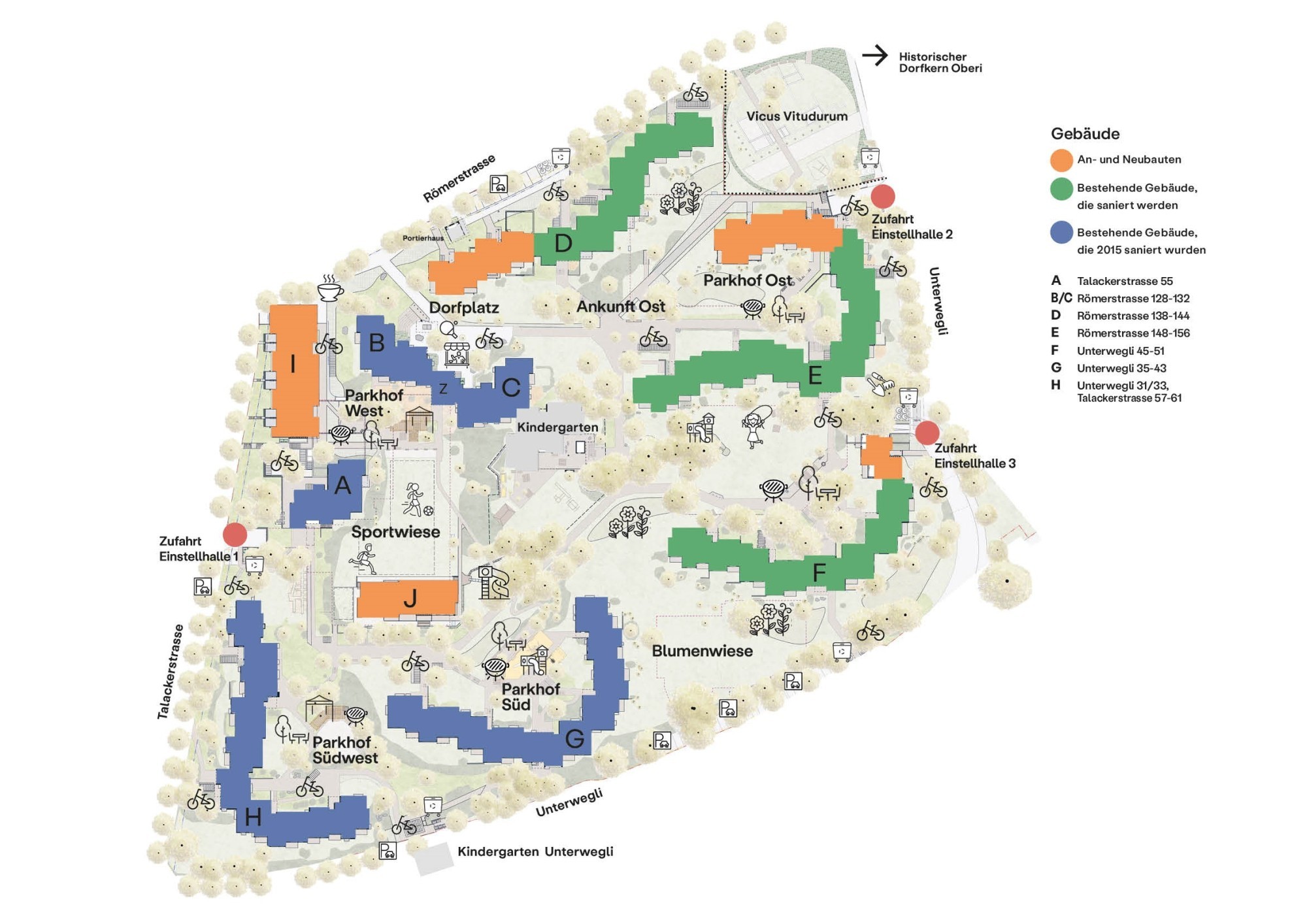 Lageplan der Siedlung Unteres Bühl in Oberwinterthur