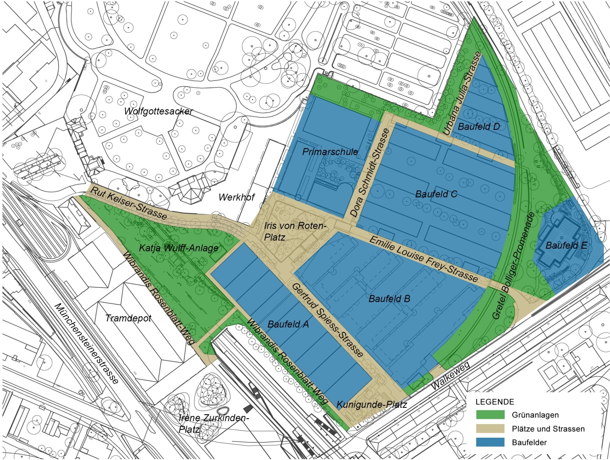 Übersichtsplan zum Areal Walkeweg