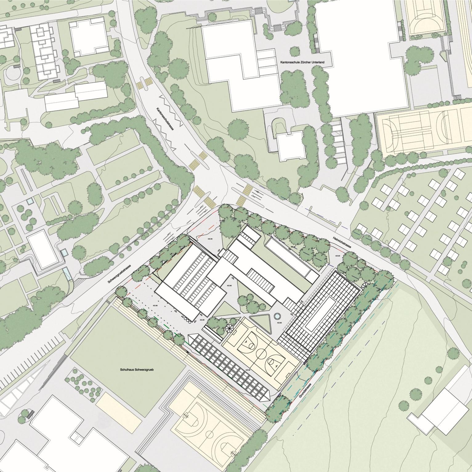Situationsplan zum Erweiterungsbau der Berufsschule Bülach