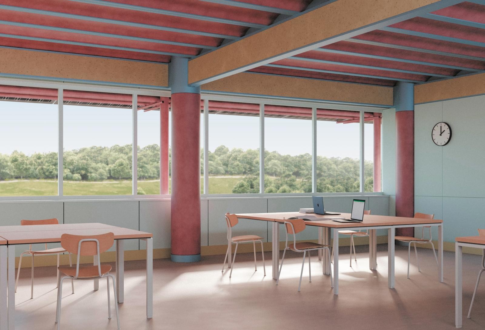 Innenraum im Erweiterungsbau der Berufsschule Bülach