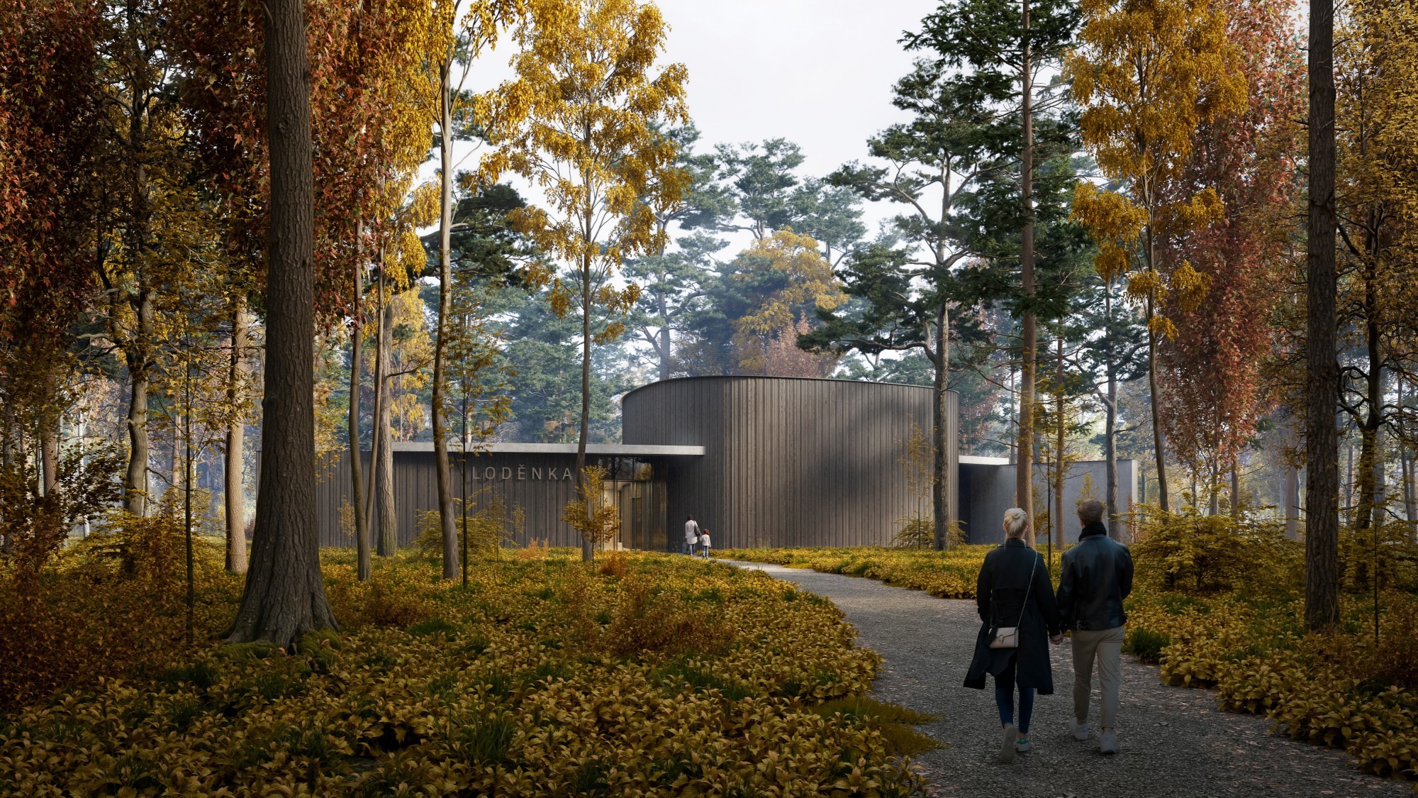 Besucherzentrum im Zoo von Olomouc in einer Visualisierung.