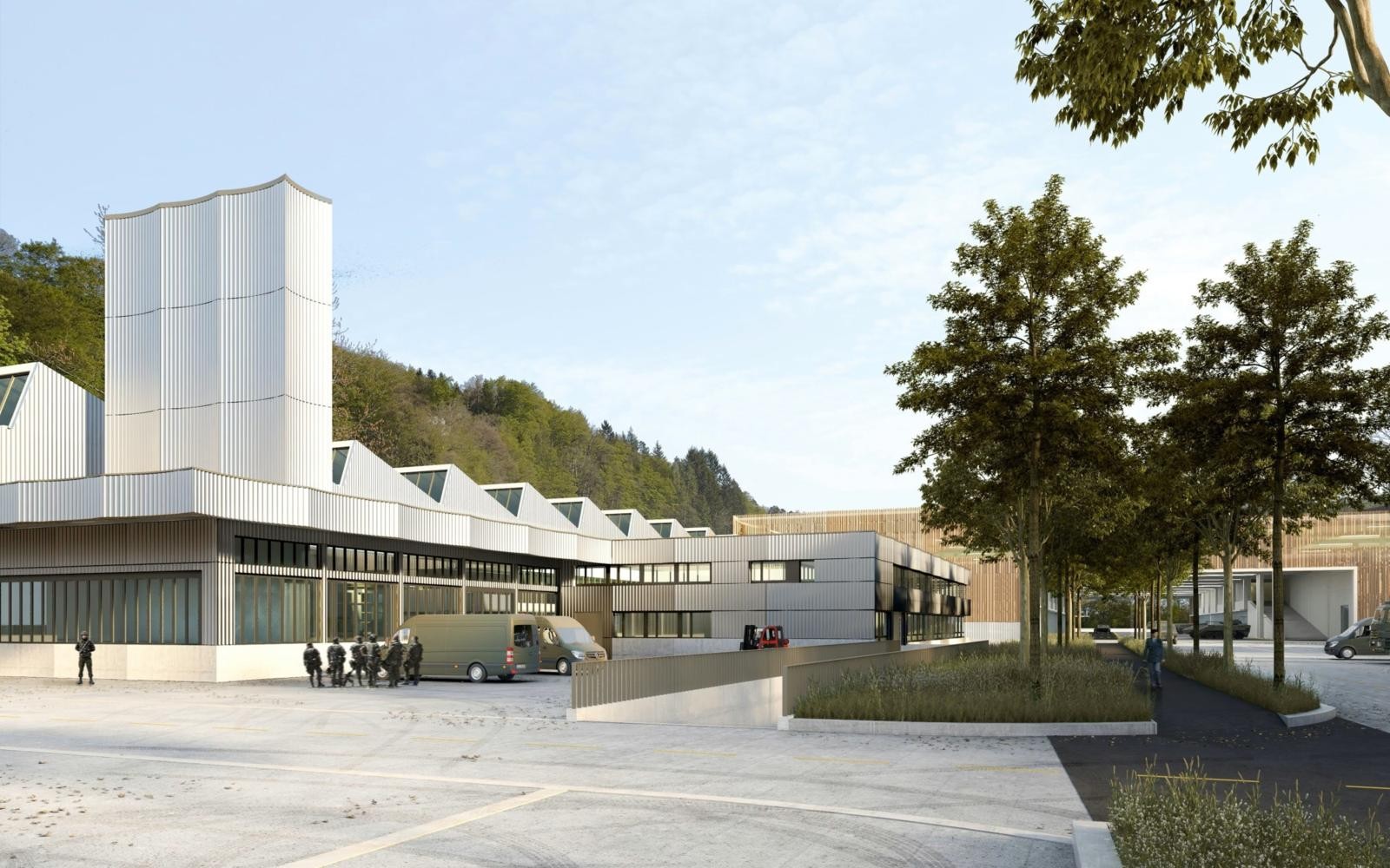 Visualisierung des geplanten Logistik-Neubaus der Armee in Burgdorf.