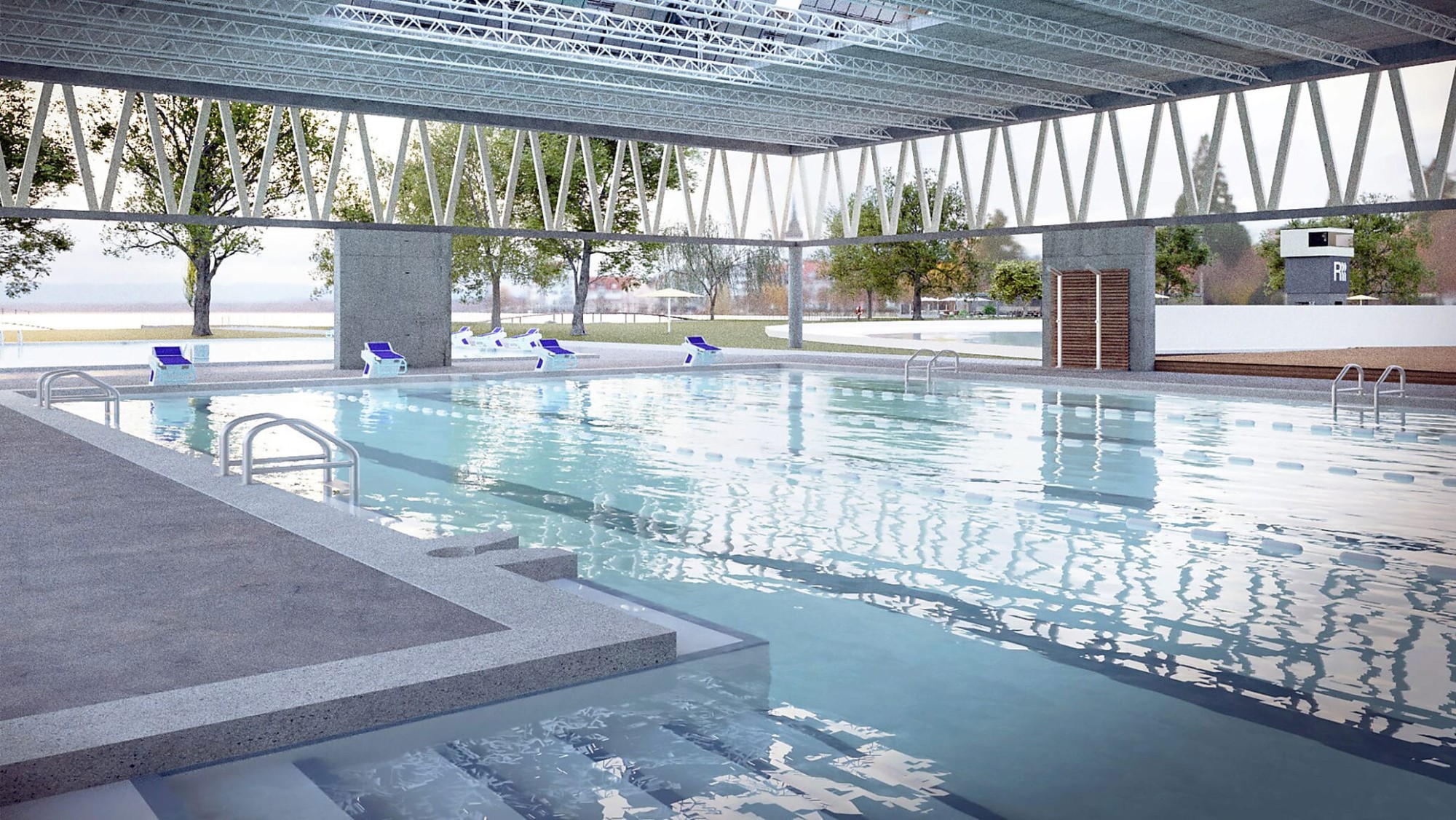 Badi Romanshorn mit Dachkonstruktion für Hallenbad-Nutzung