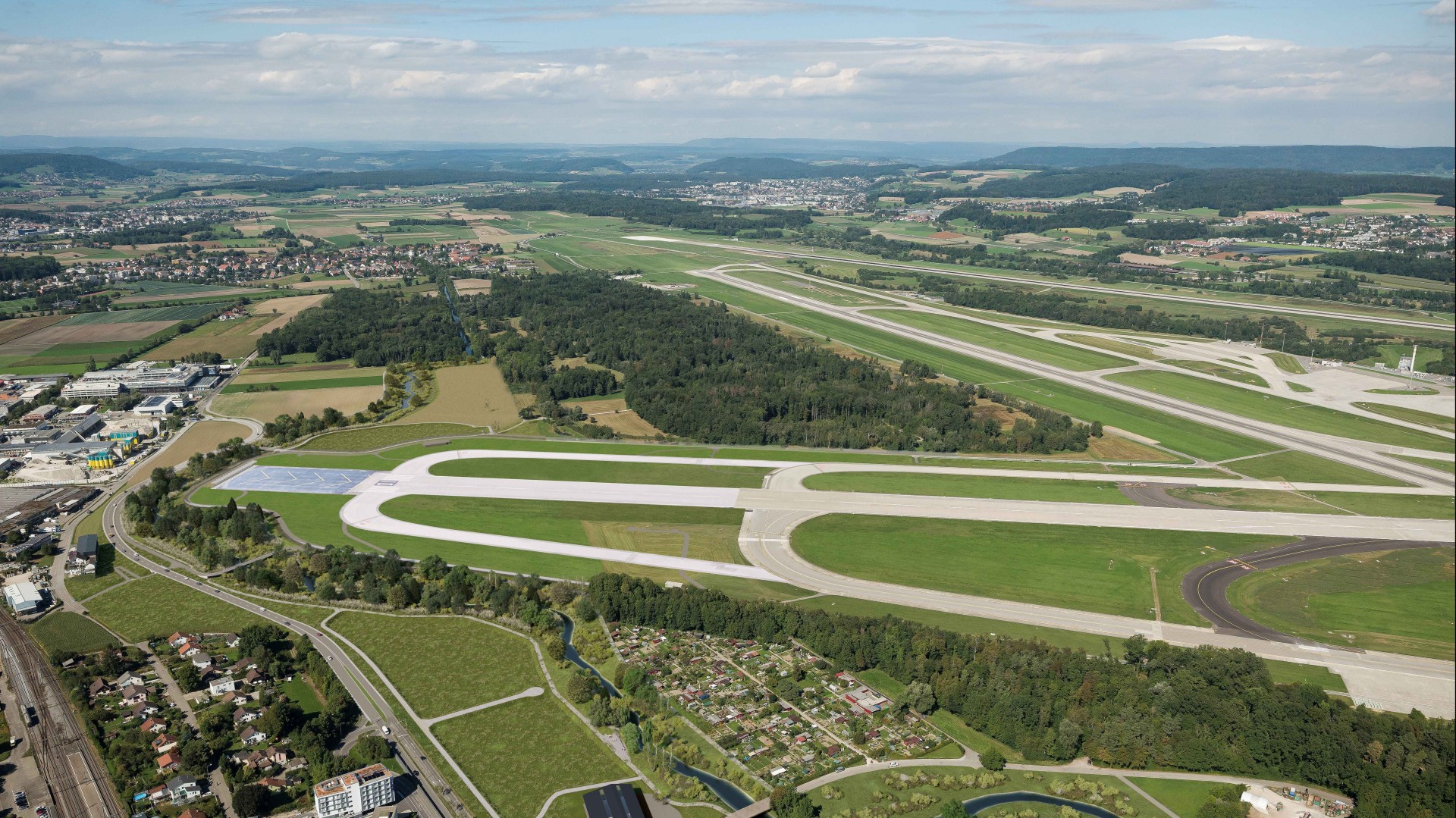 Visualisierung Pistenverlängerungen am Flughafen Zürich